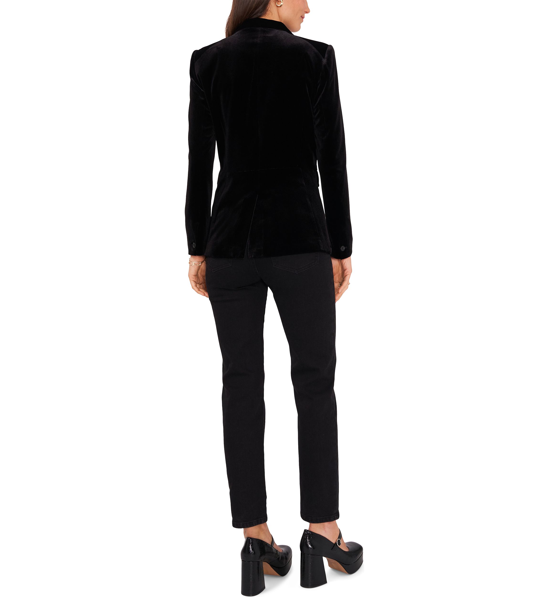 Womens Classic Velvet One-Button Blazer
