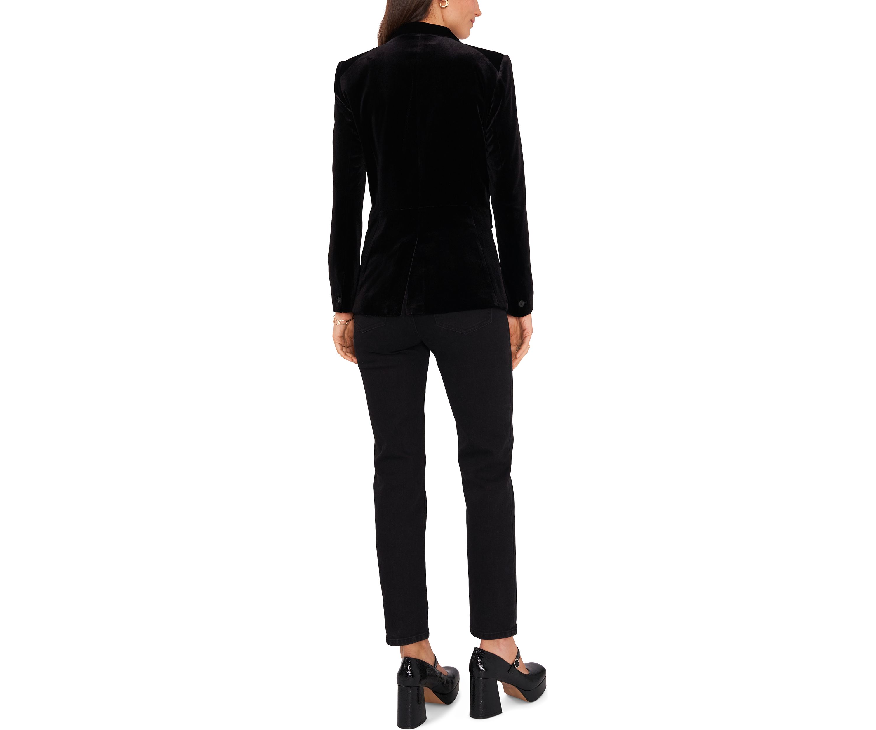 Womens Classic Velvet One-Button Blazer