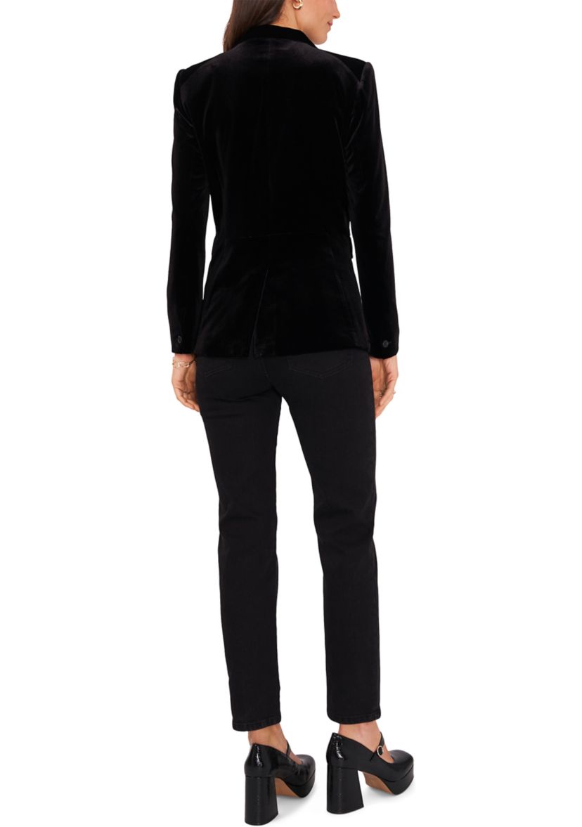 Womens Classic Velvet One-Button Blazer