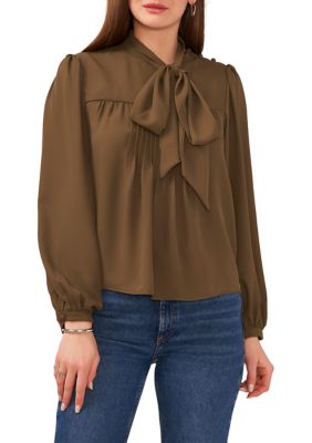 Women's Bow Pintucked Blouse