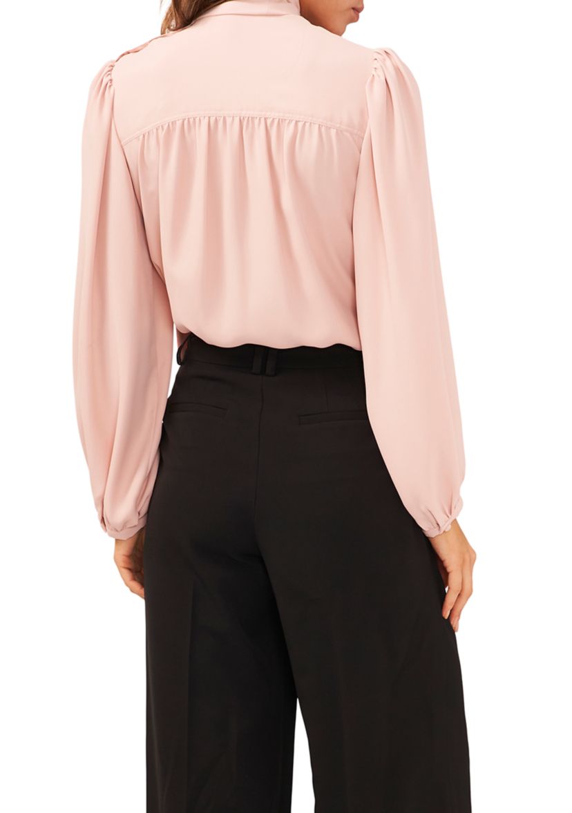 Womens Bow Pintucked Blouse