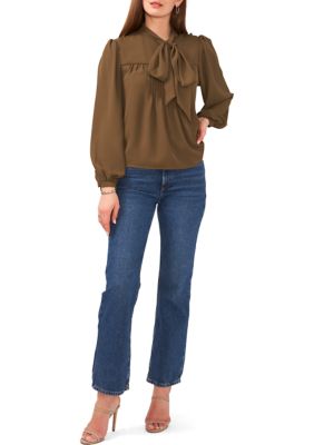 Women's Bow Pintucked Blouse