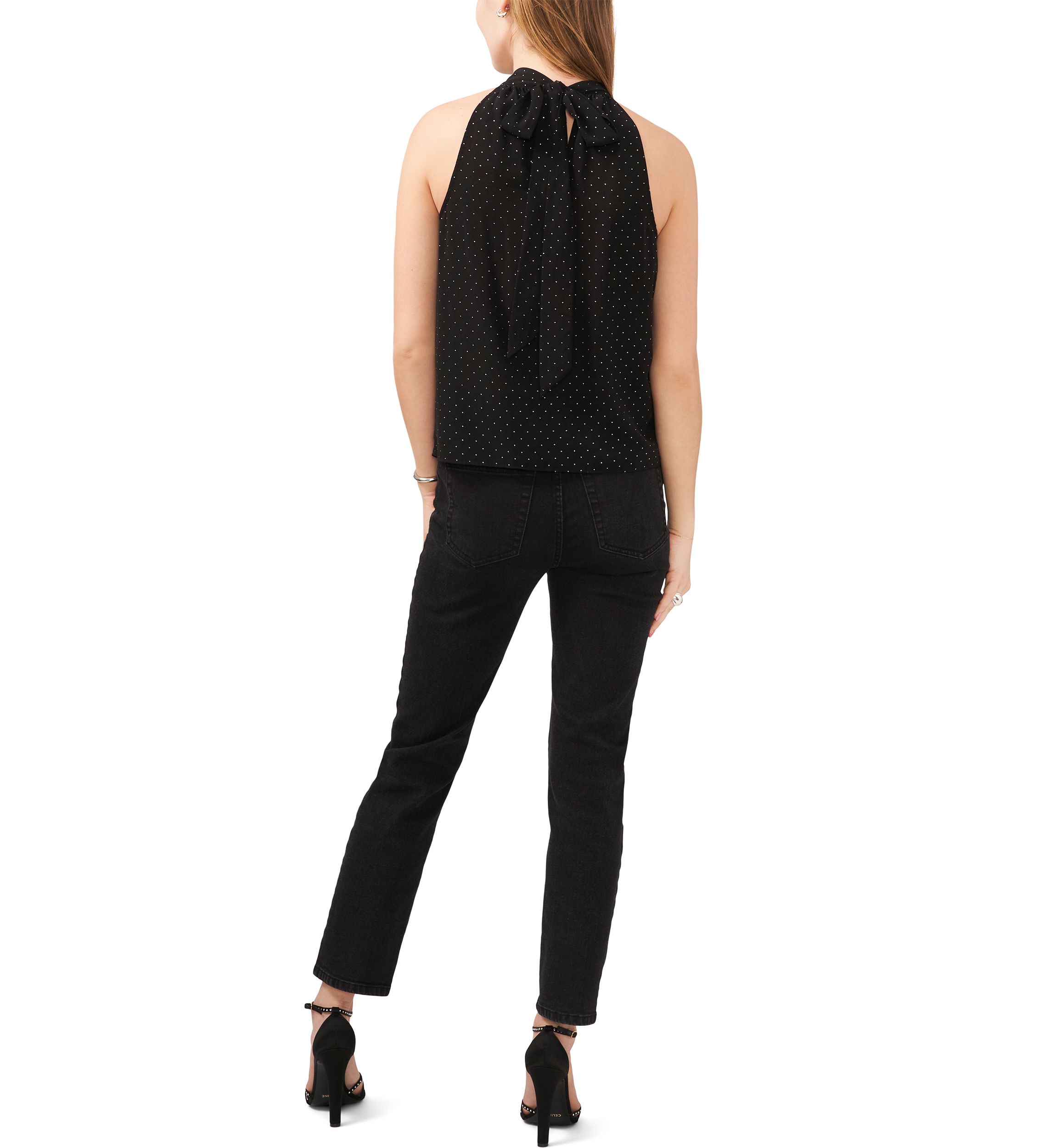 Womens Tie Back Nailhead Halter Top