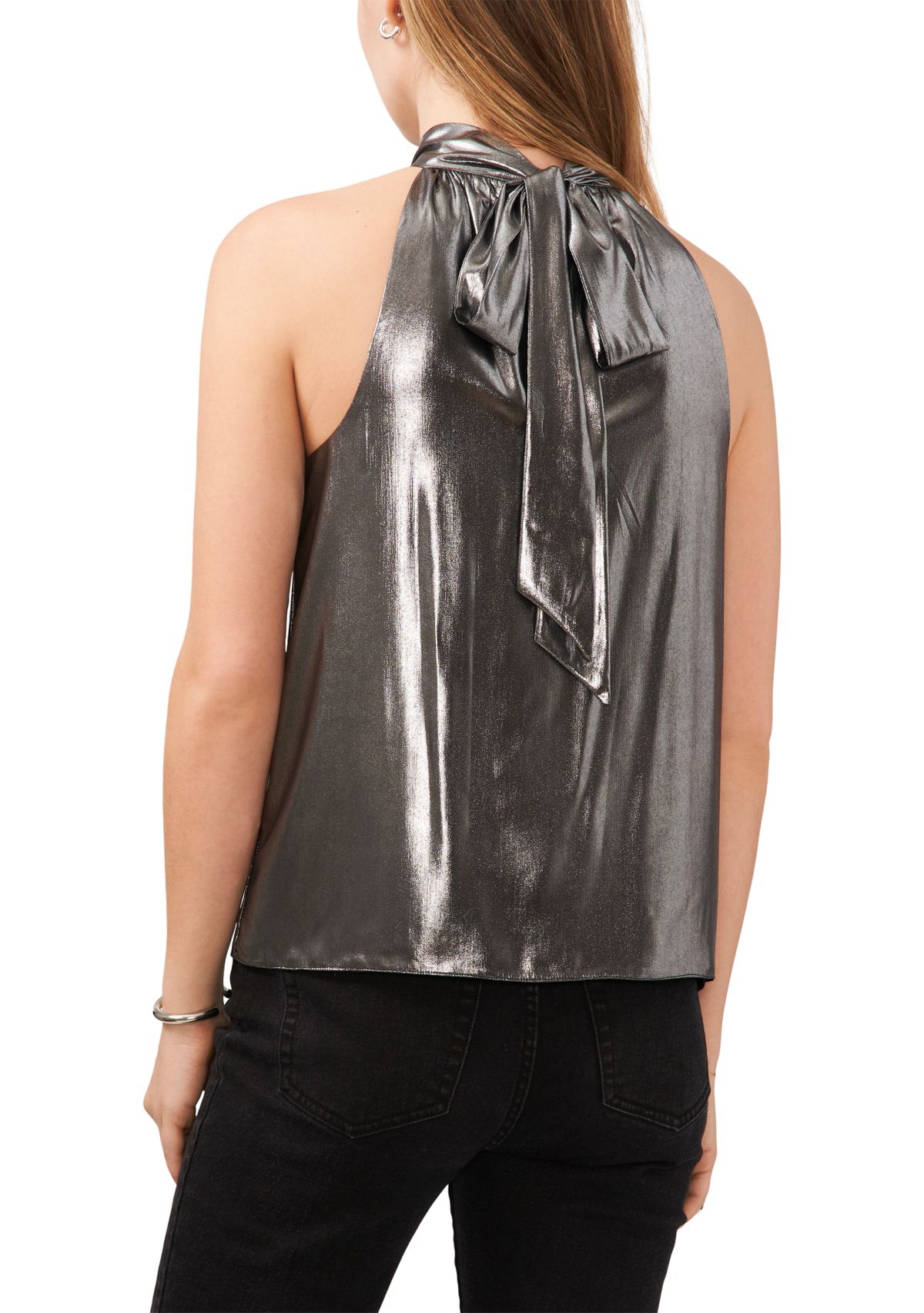 Womens Sleeveless High Neck Tie Back Top 