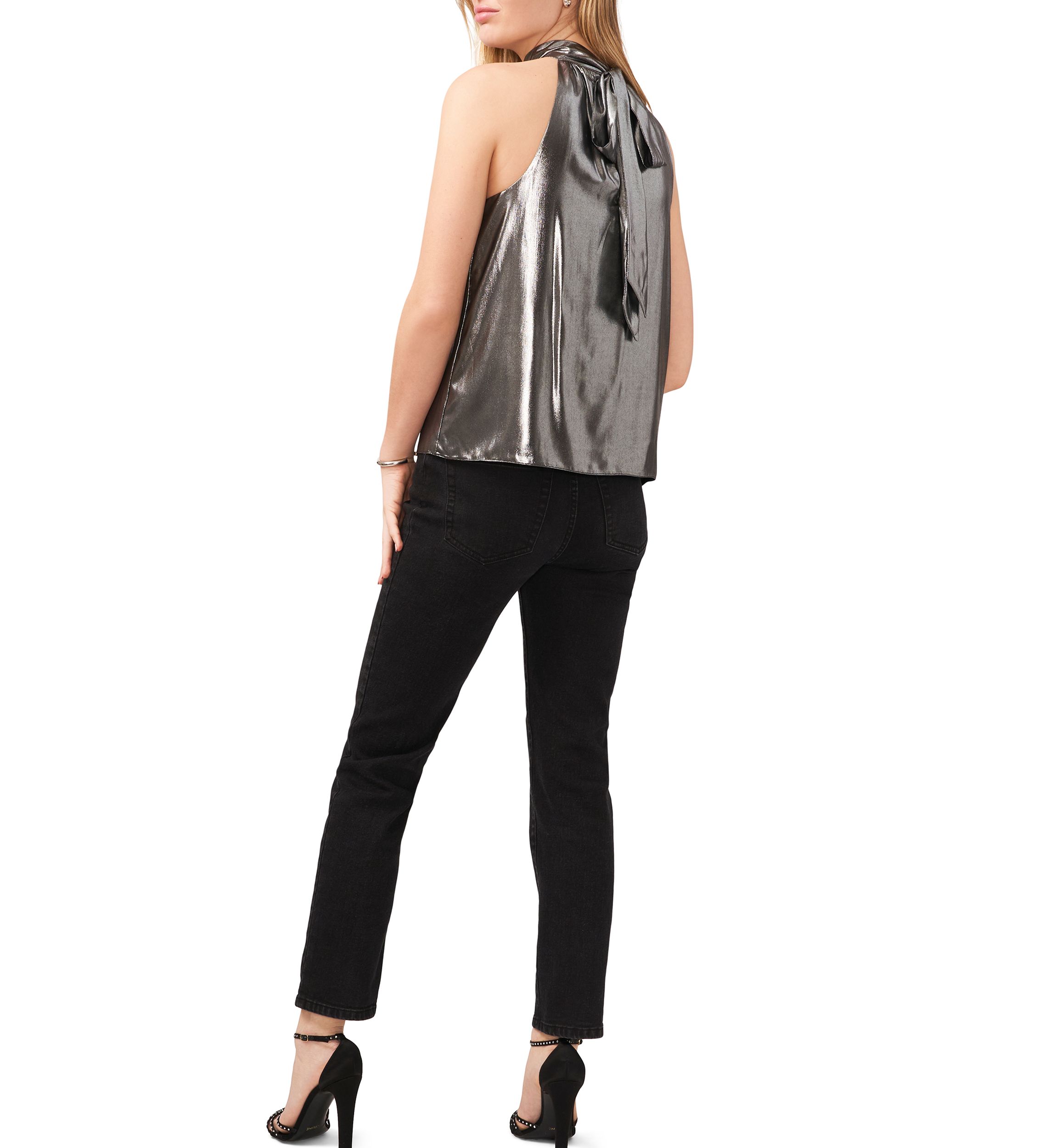 Womens Sleeveless High Neck Tie Back Top 