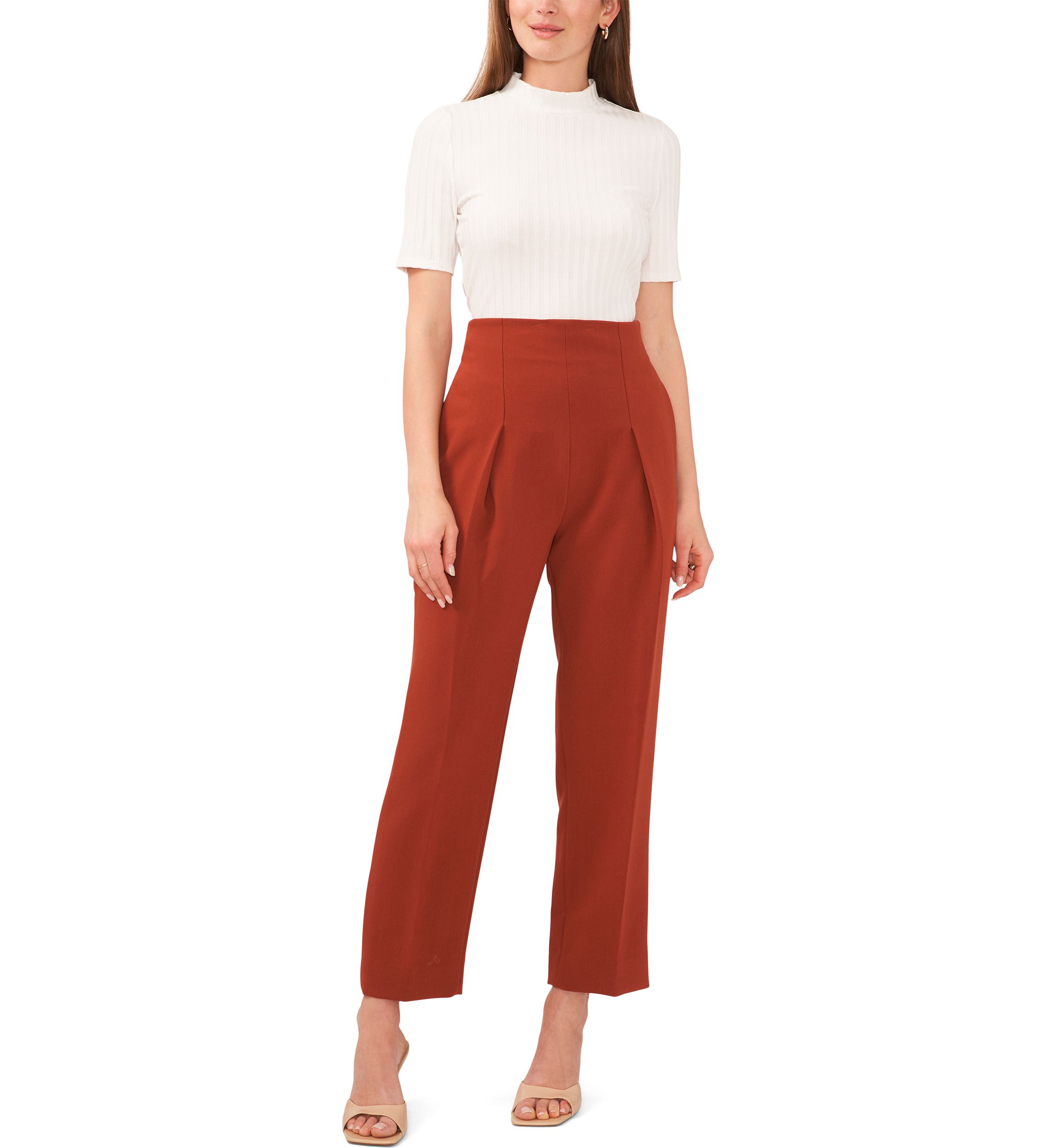 Womens Wide Leg Pleated Trousers 