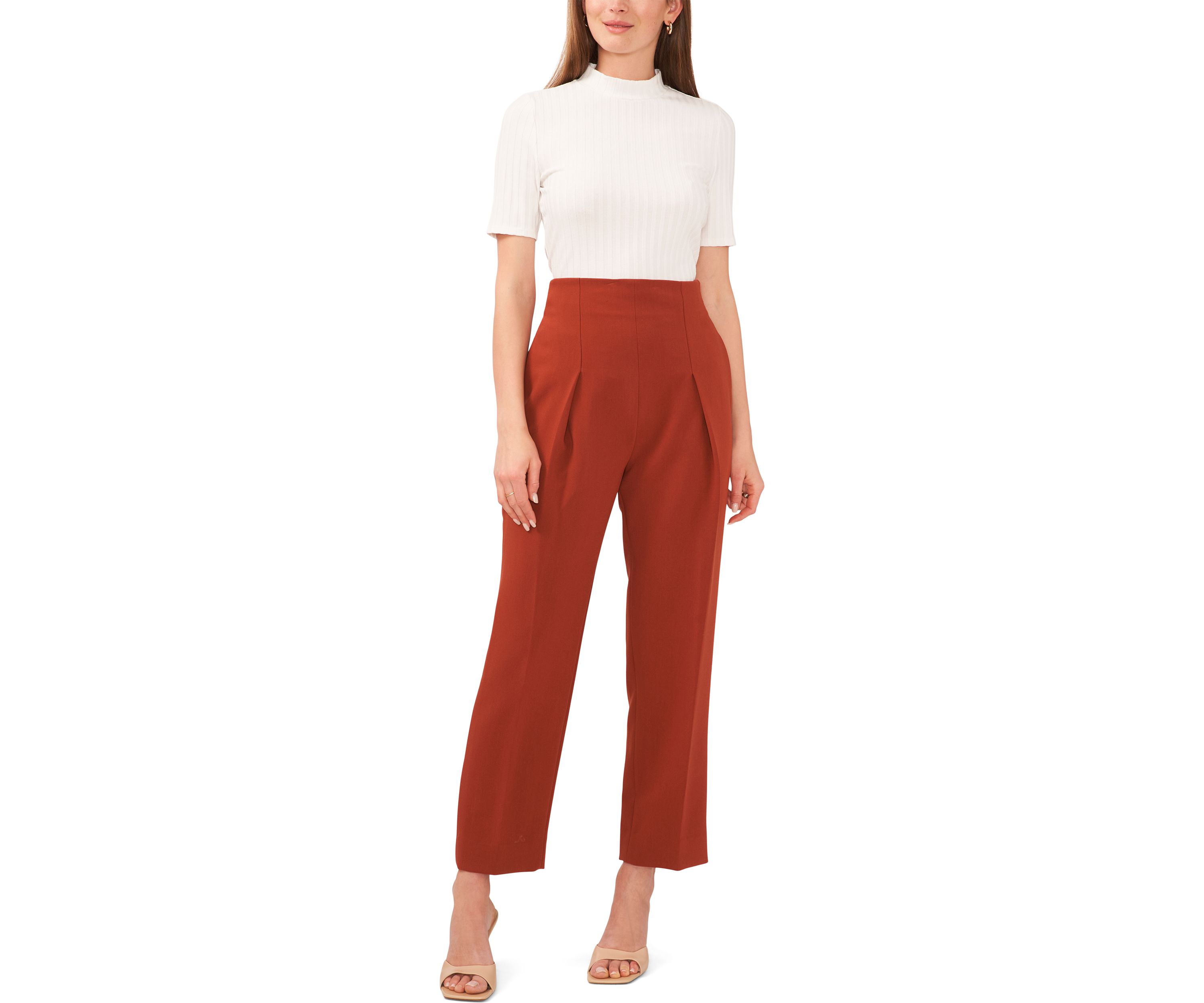 Womens Wide Leg Pleated Trousers 