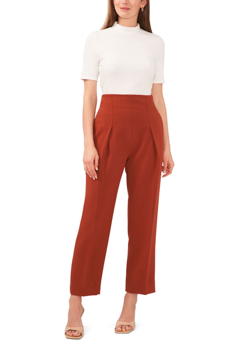 Womens Wide Leg Pleated Trousers 