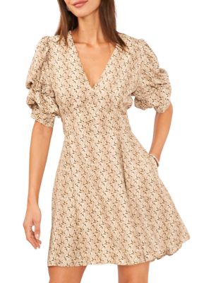 Women's Puff Sleeve High Low Mini Dress