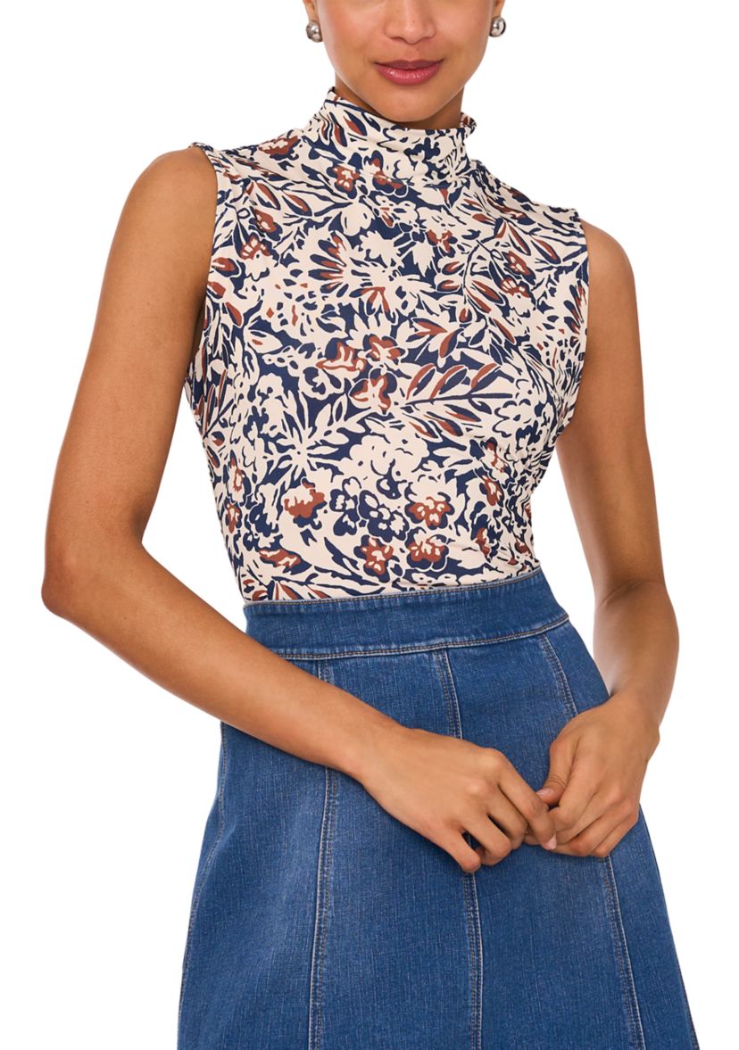 Womens Sleeveless Mock Neck Top