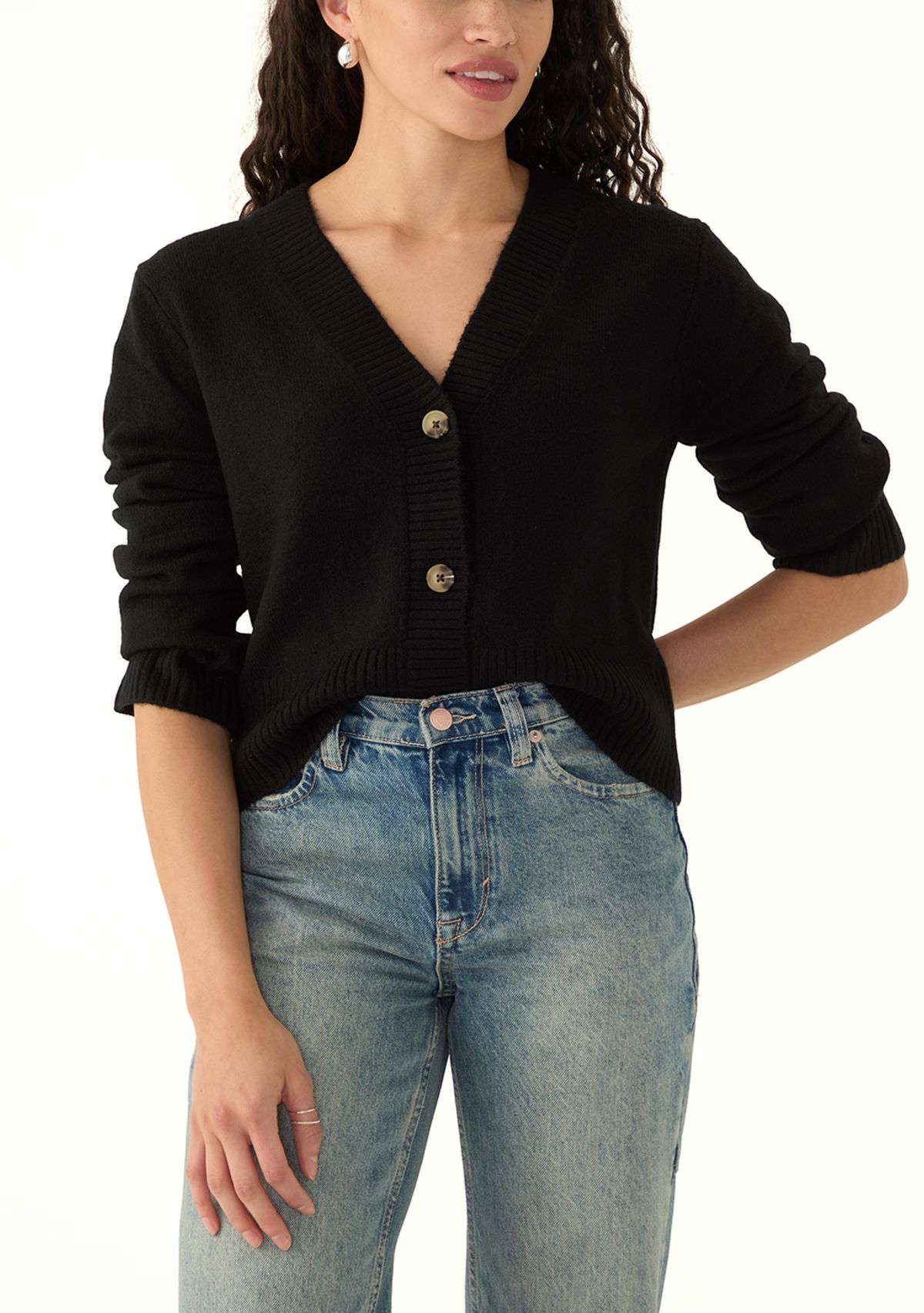 Womens Cropped V-Neck Cardigan