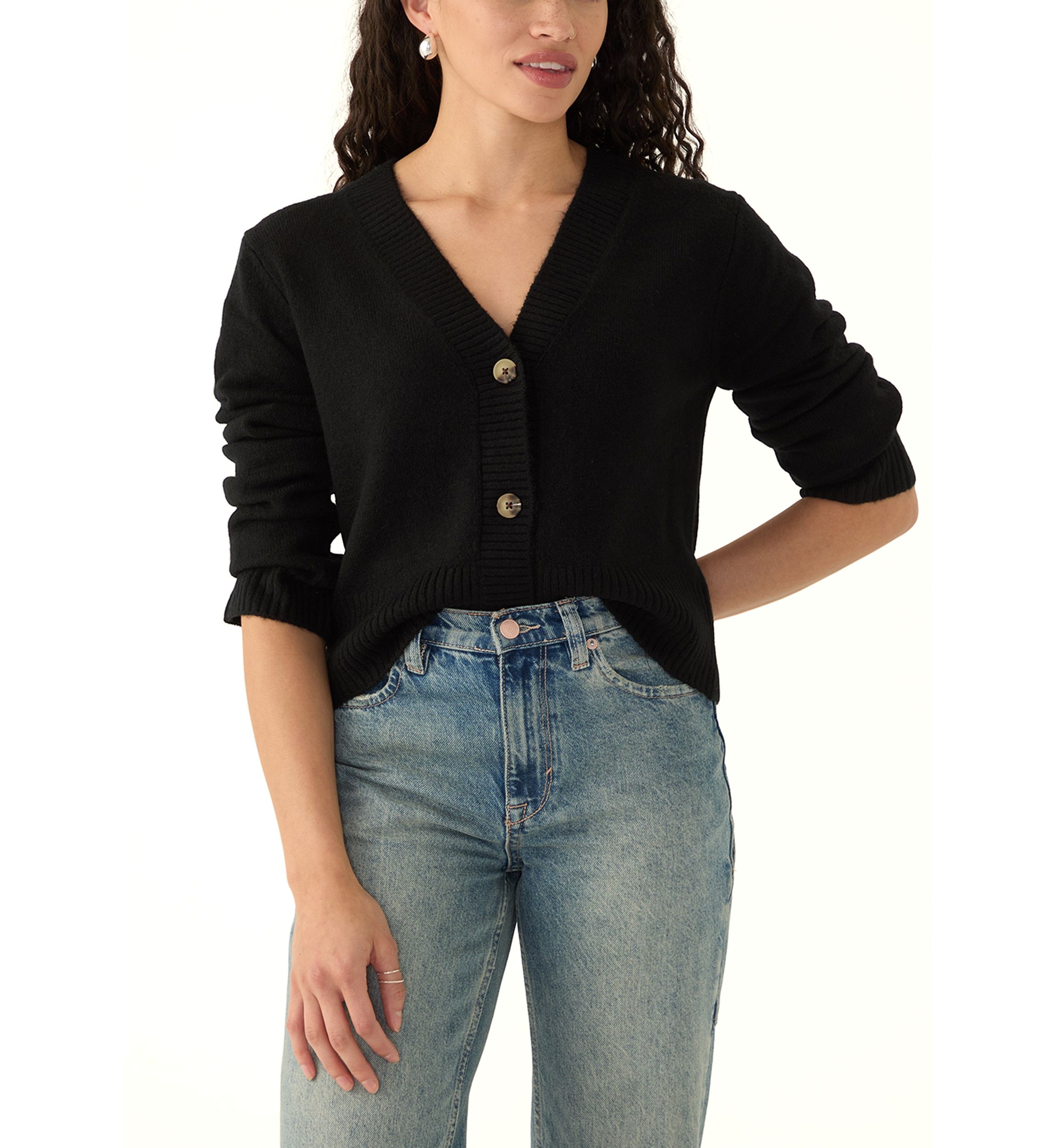 Womens Cropped V-Neck Cardigan