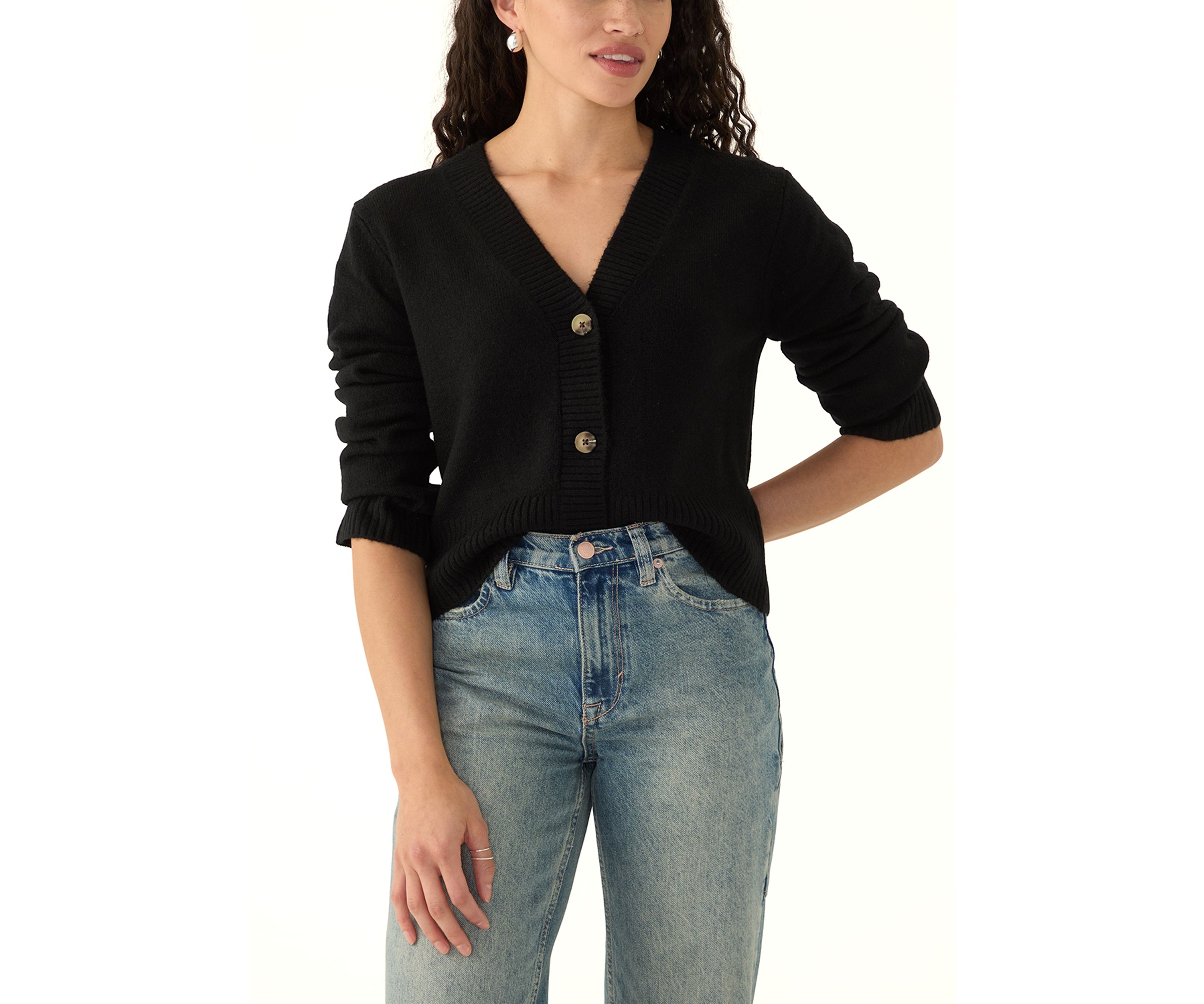 Womens Cropped V-Neck Cardigan