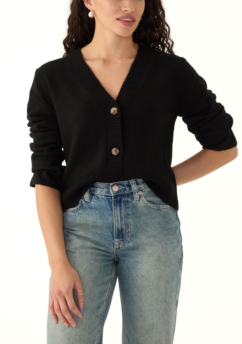 Womens Cropped V-Neck Cardigan