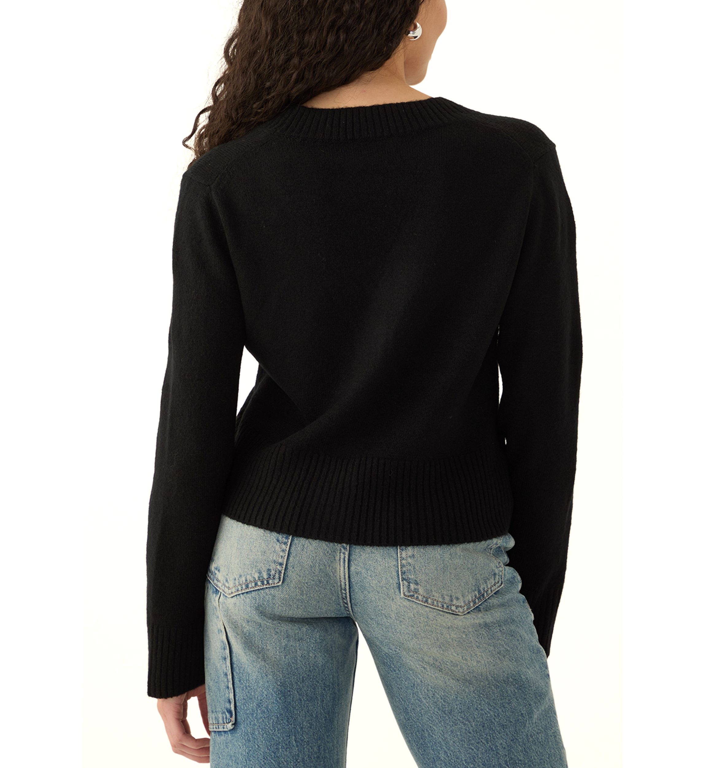 Womens Cropped V-Neck Cardigan