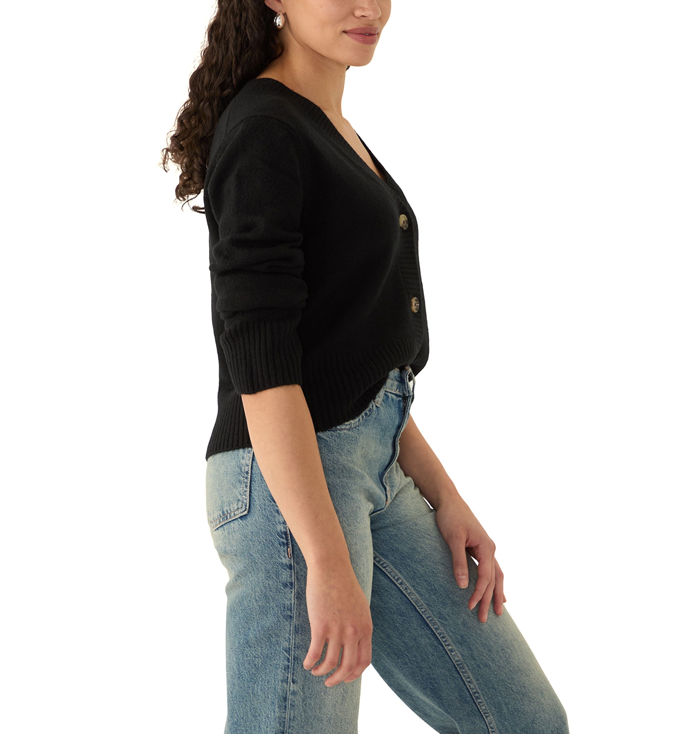 Womens Cropped V-Neck Cardigan