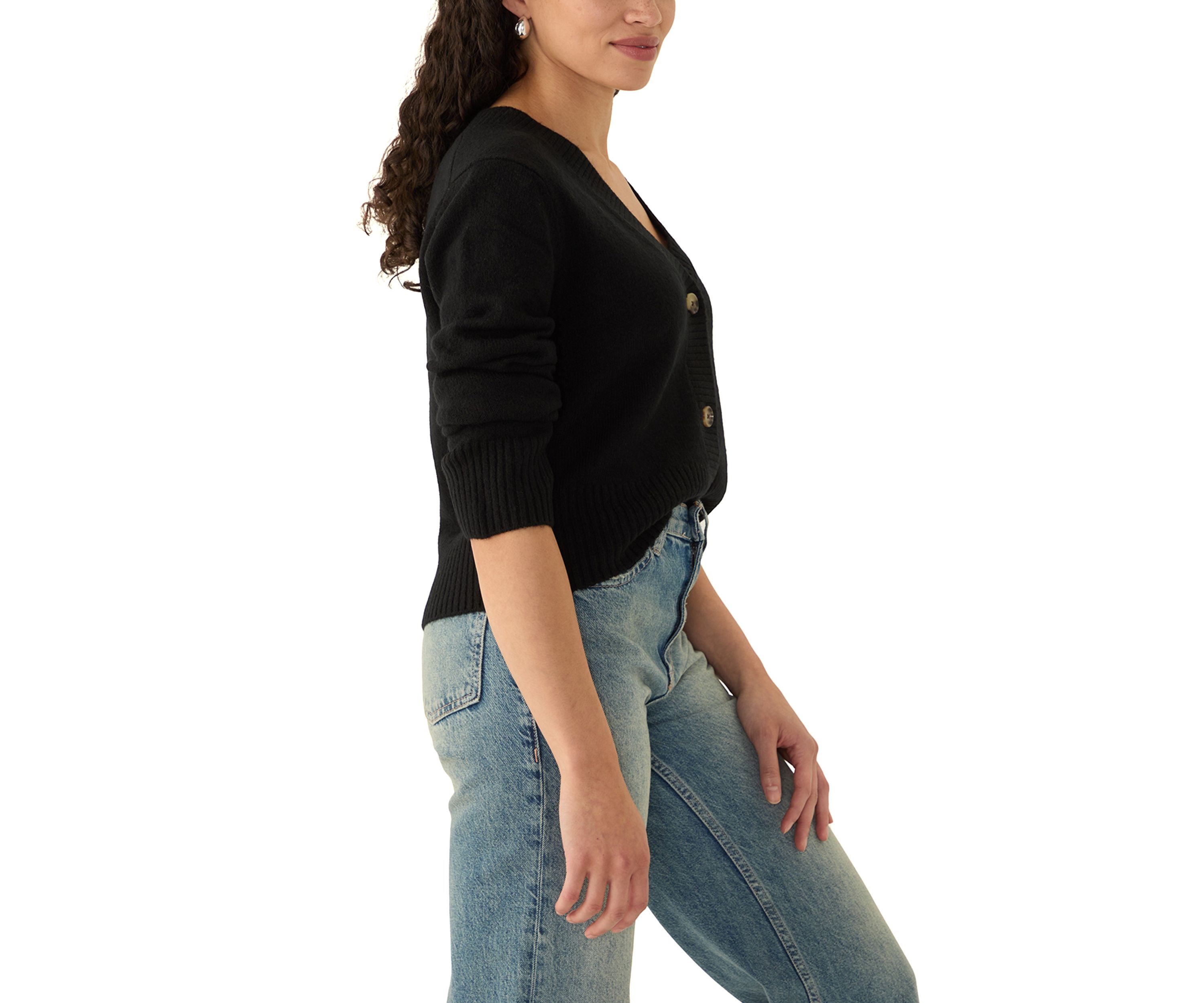 Womens Cropped V-Neck Cardigan