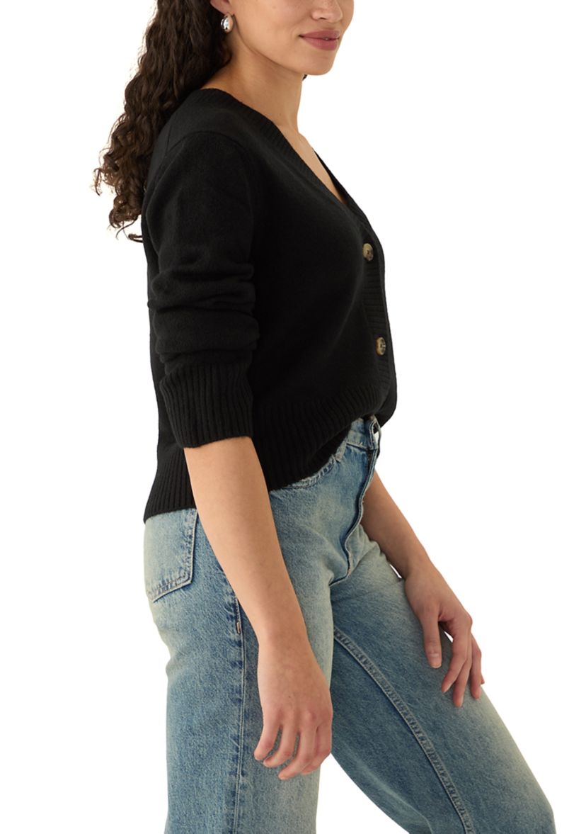 Womens Cropped V-Neck Cardigan
