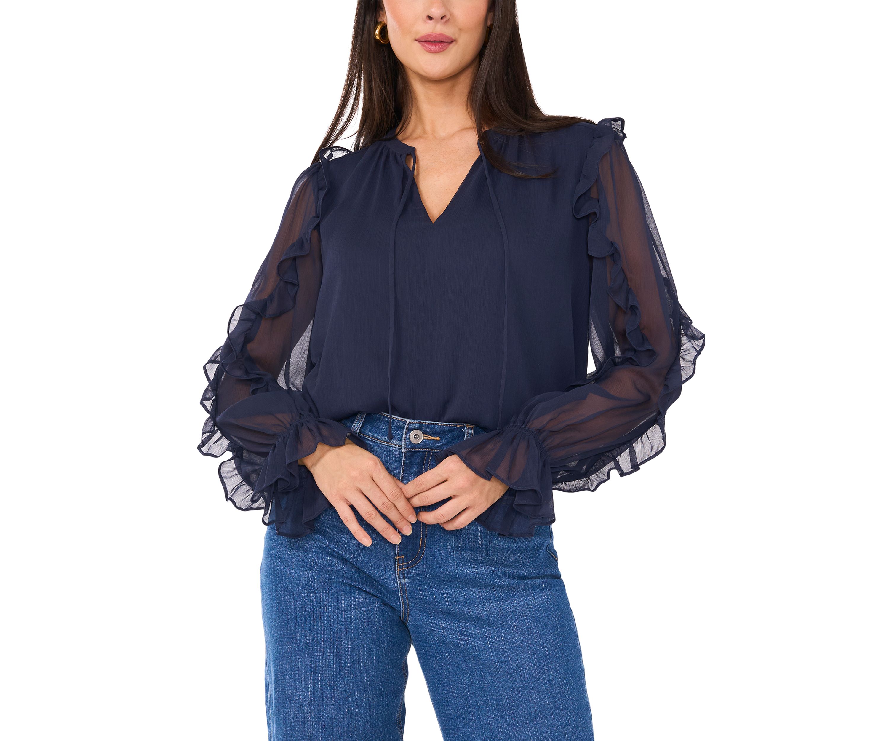 Womens Ruffle Sleeve Blouse