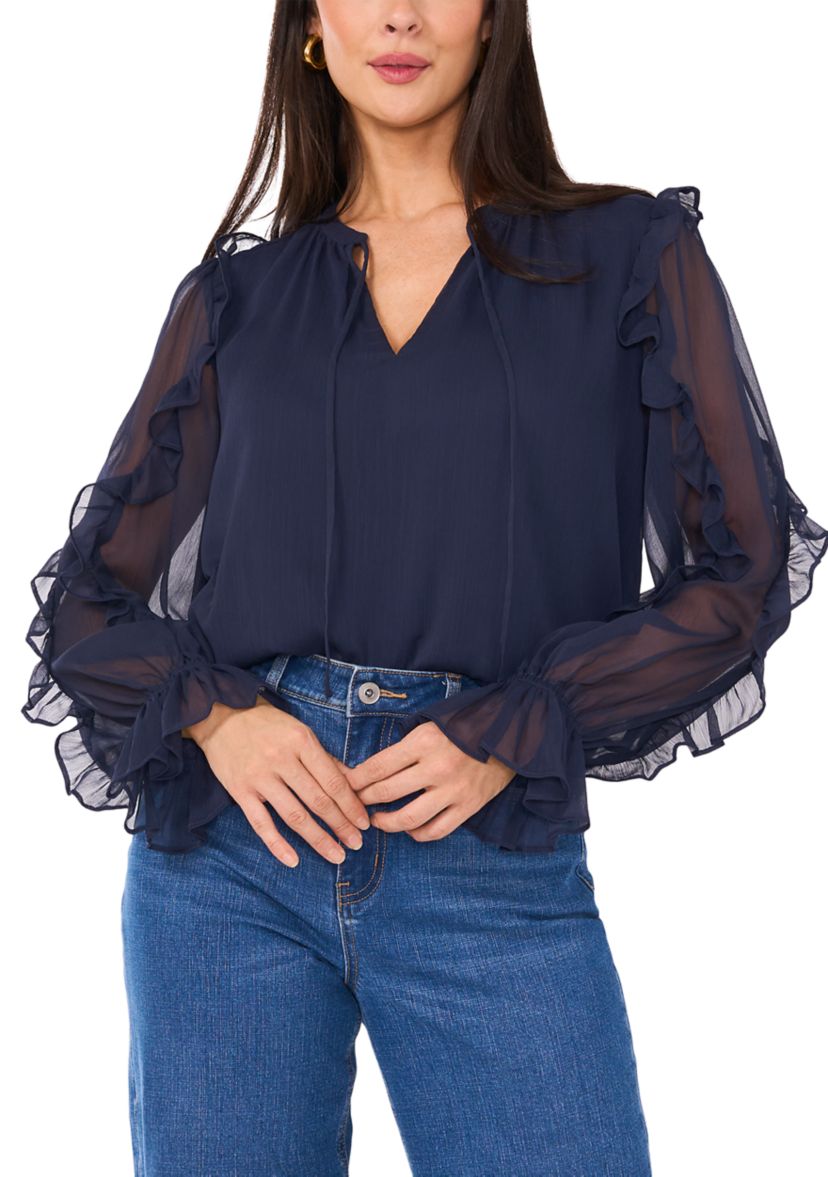 Womens Ruffle Sleeve Blouse