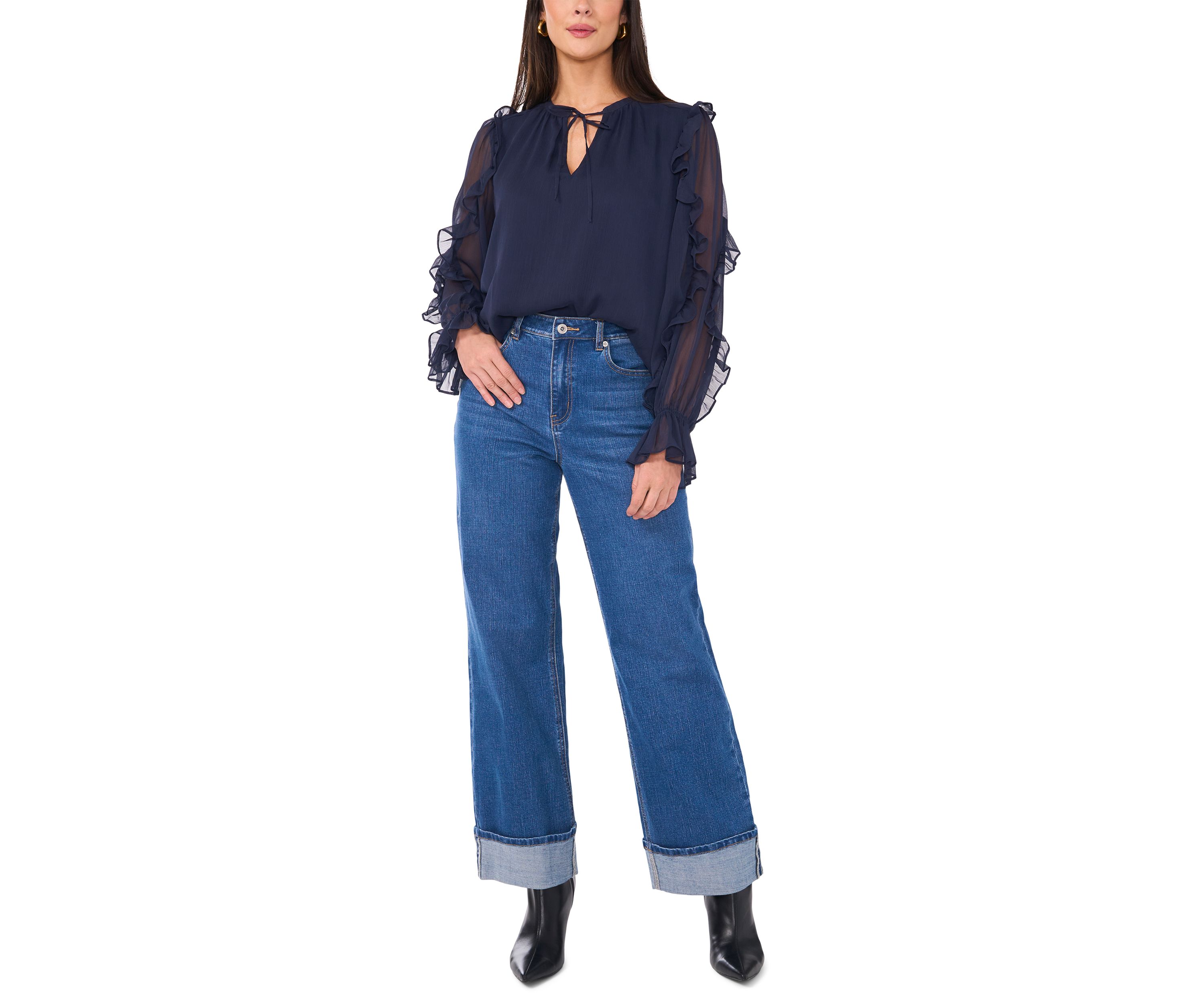 Womens Ruffle Sleeve Blouse