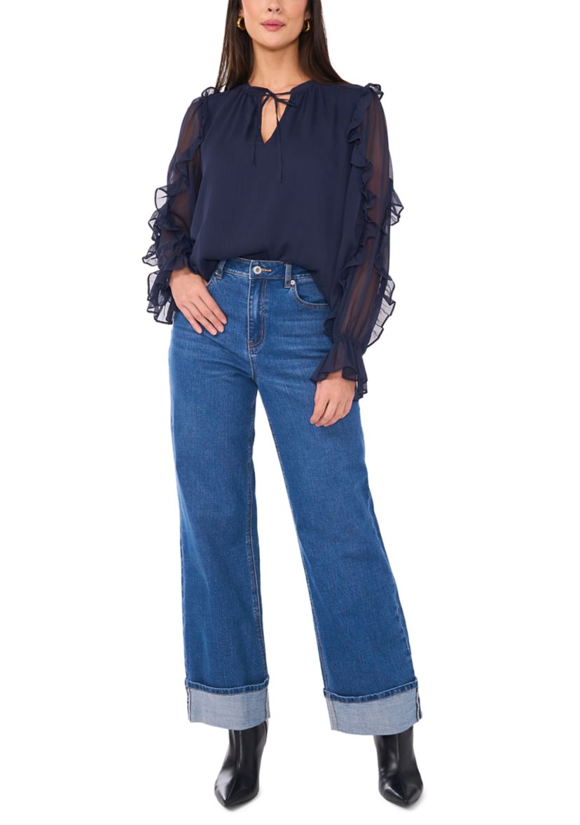 Womens Ruffle Sleeve Blouse