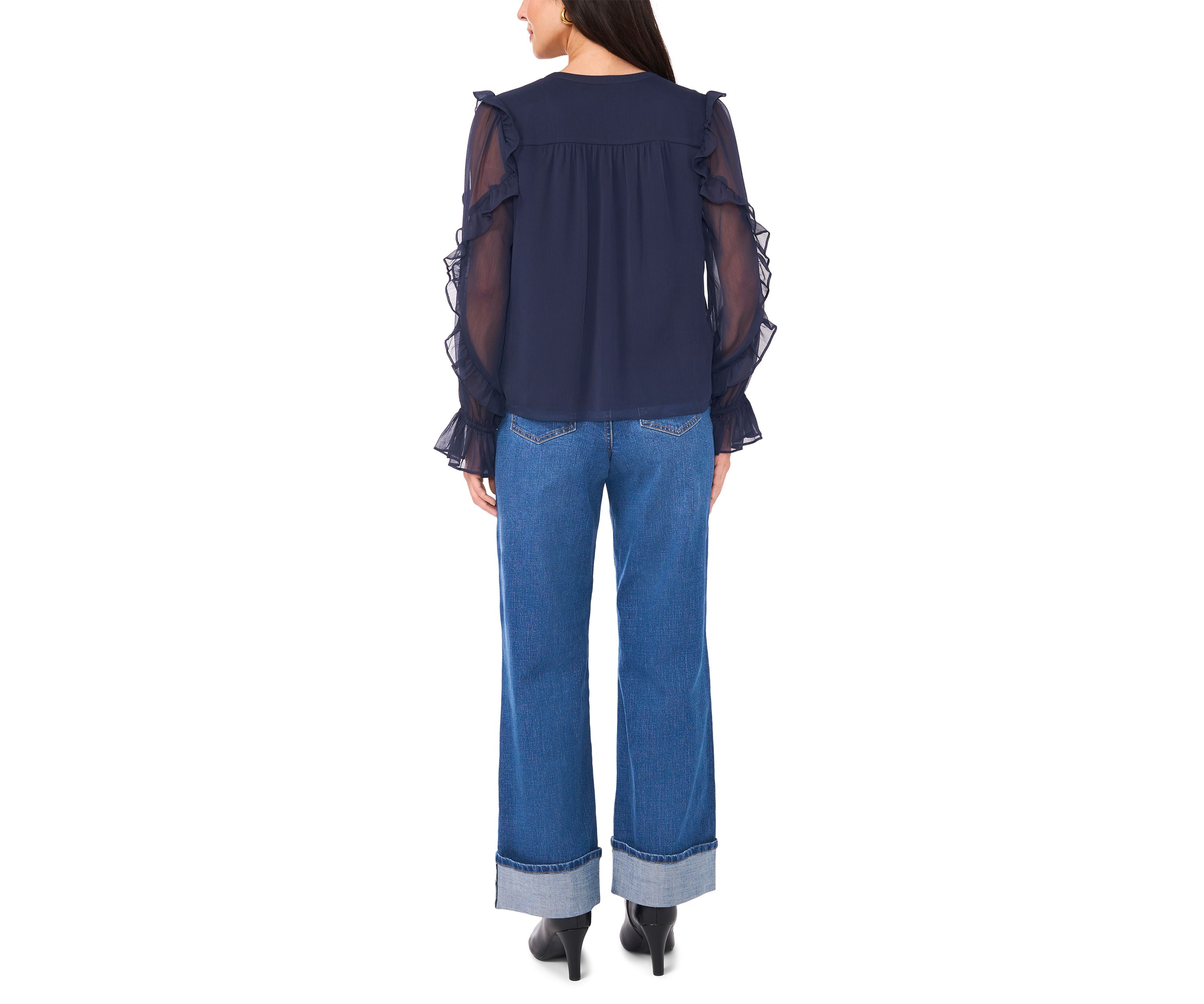 Womens Ruffle Sleeve Blouse