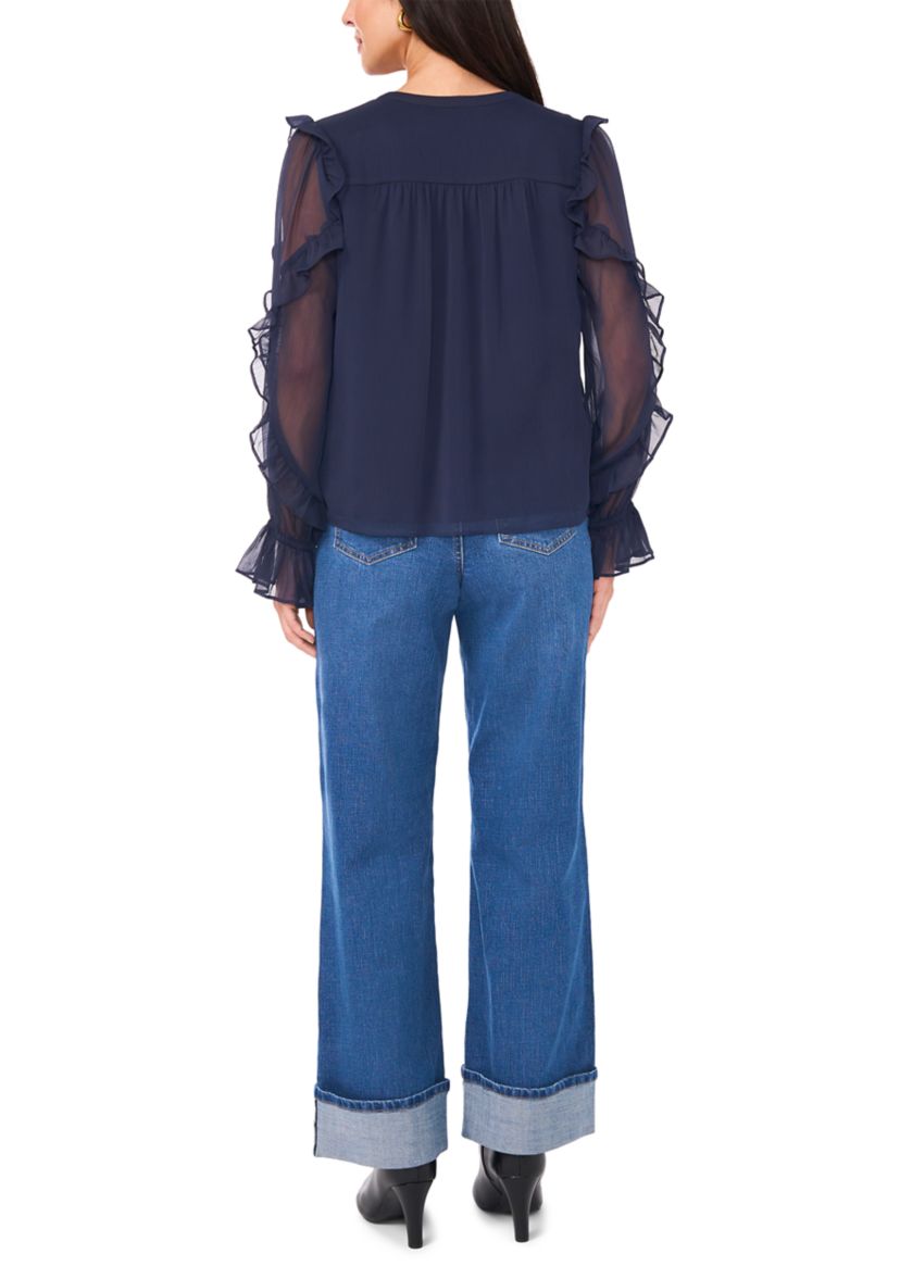 Womens Ruffle Sleeve Blouse
