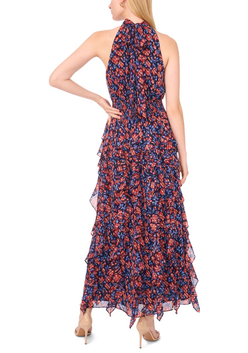 Womens Flounce Cascading Maxi Dress