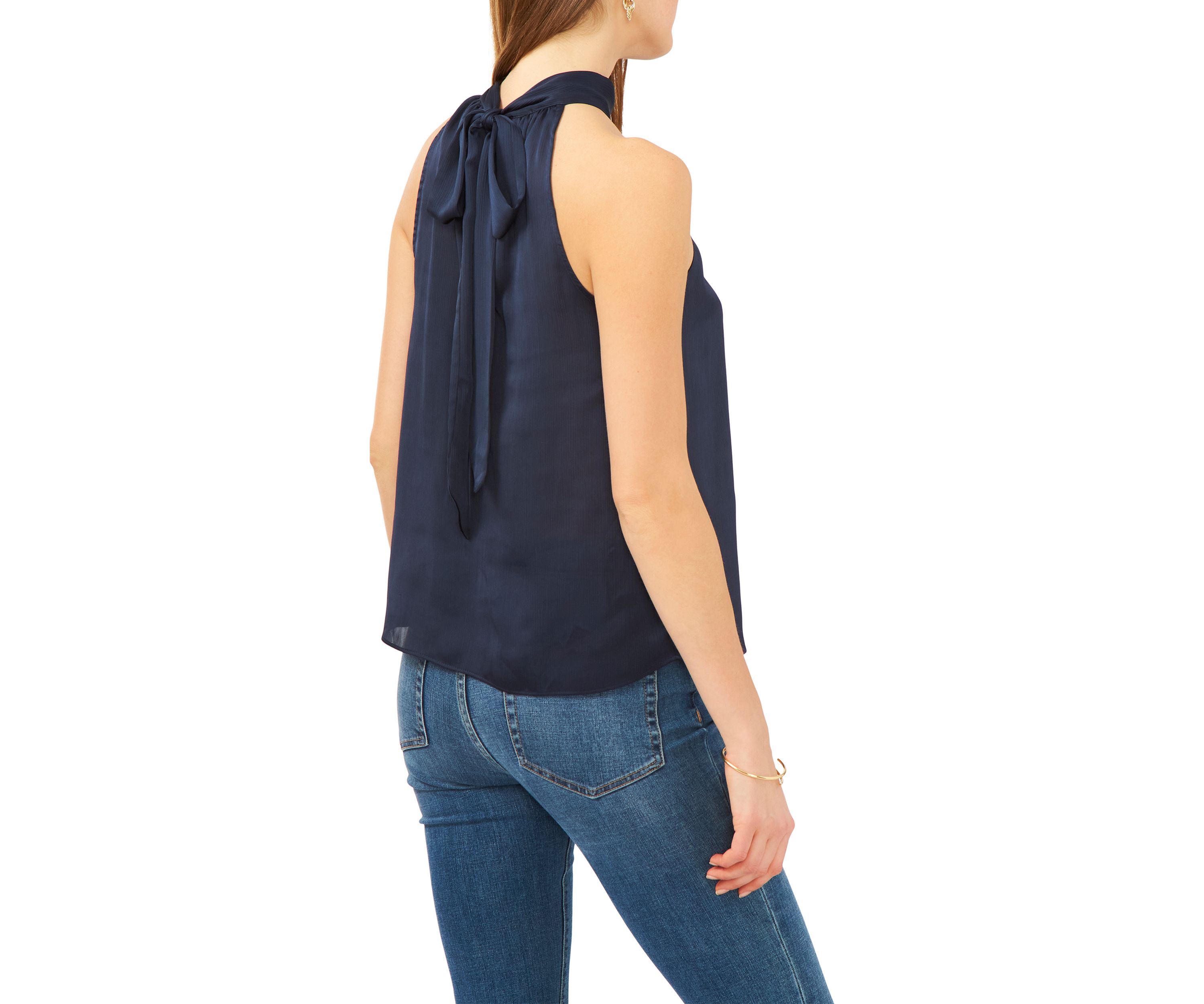 Womens Sleeveless Halter Tie Back Top