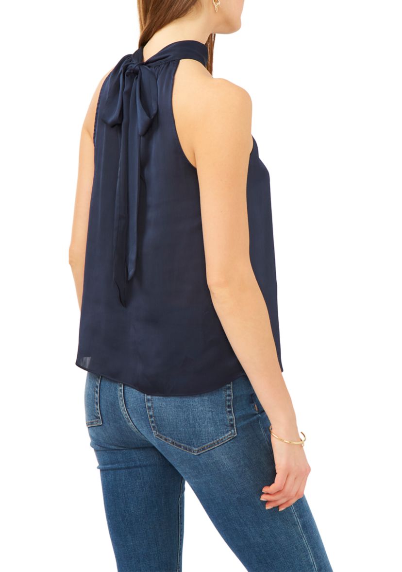 Womens Sleeveless Halter Tie Back Top