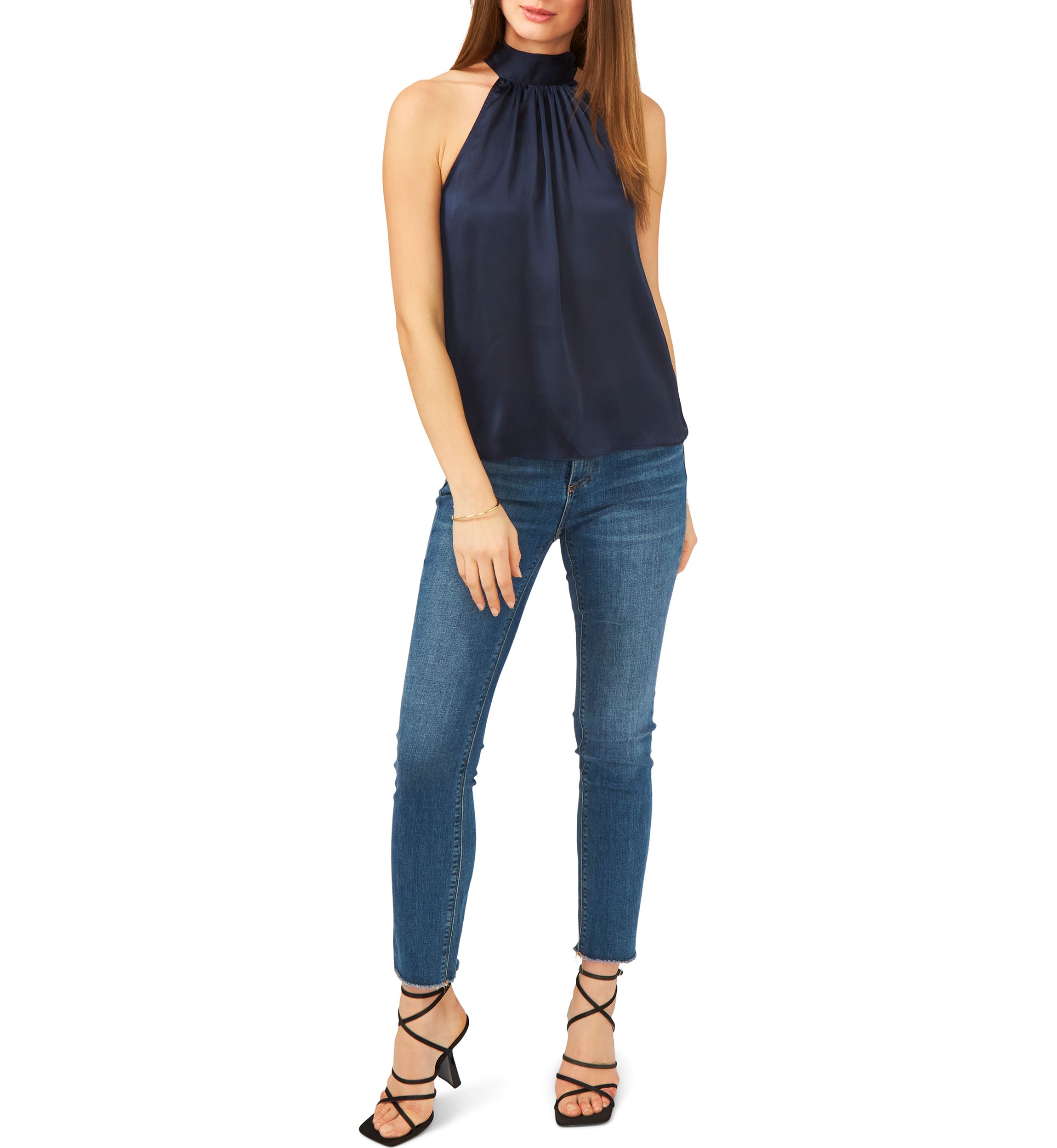 Womens Sleeveless Halter Tie Back Top