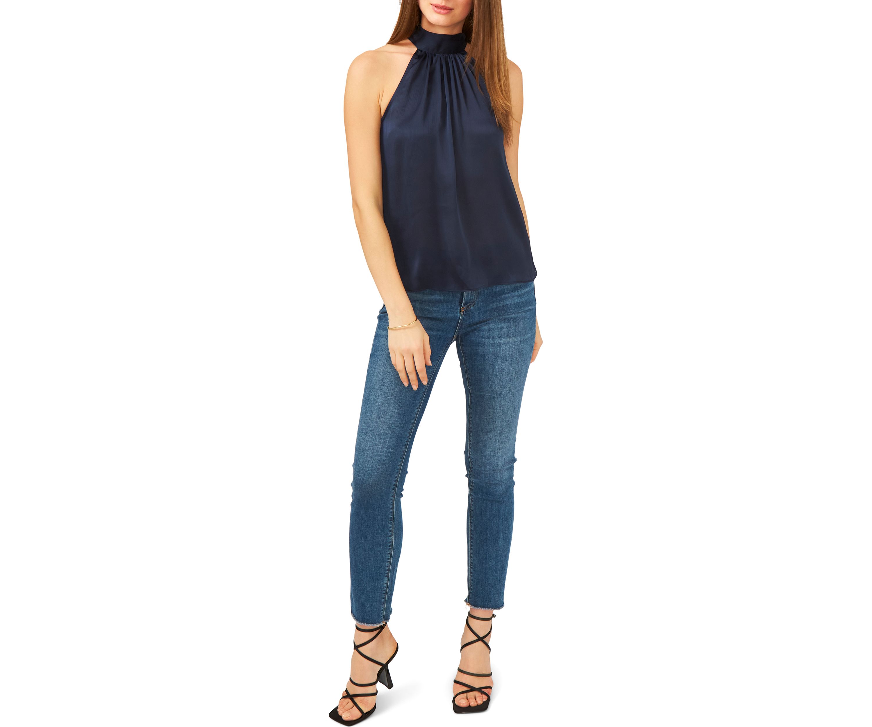 Womens Sleeveless Halter Tie Back Top