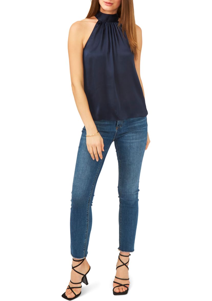 Womens Sleeveless Halter Tie Back Top
