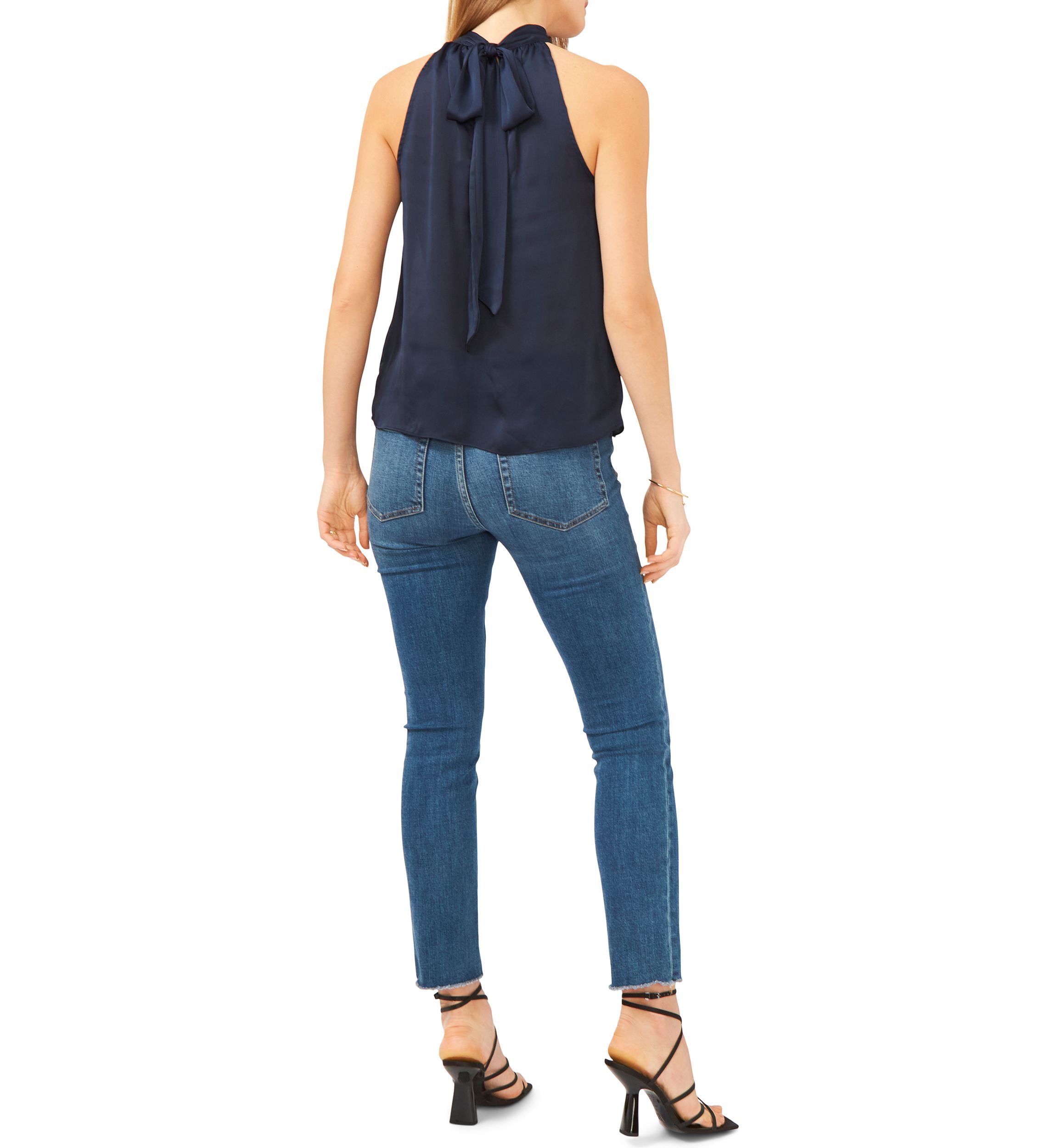 Womens Sleeveless Halter Tie Back Top