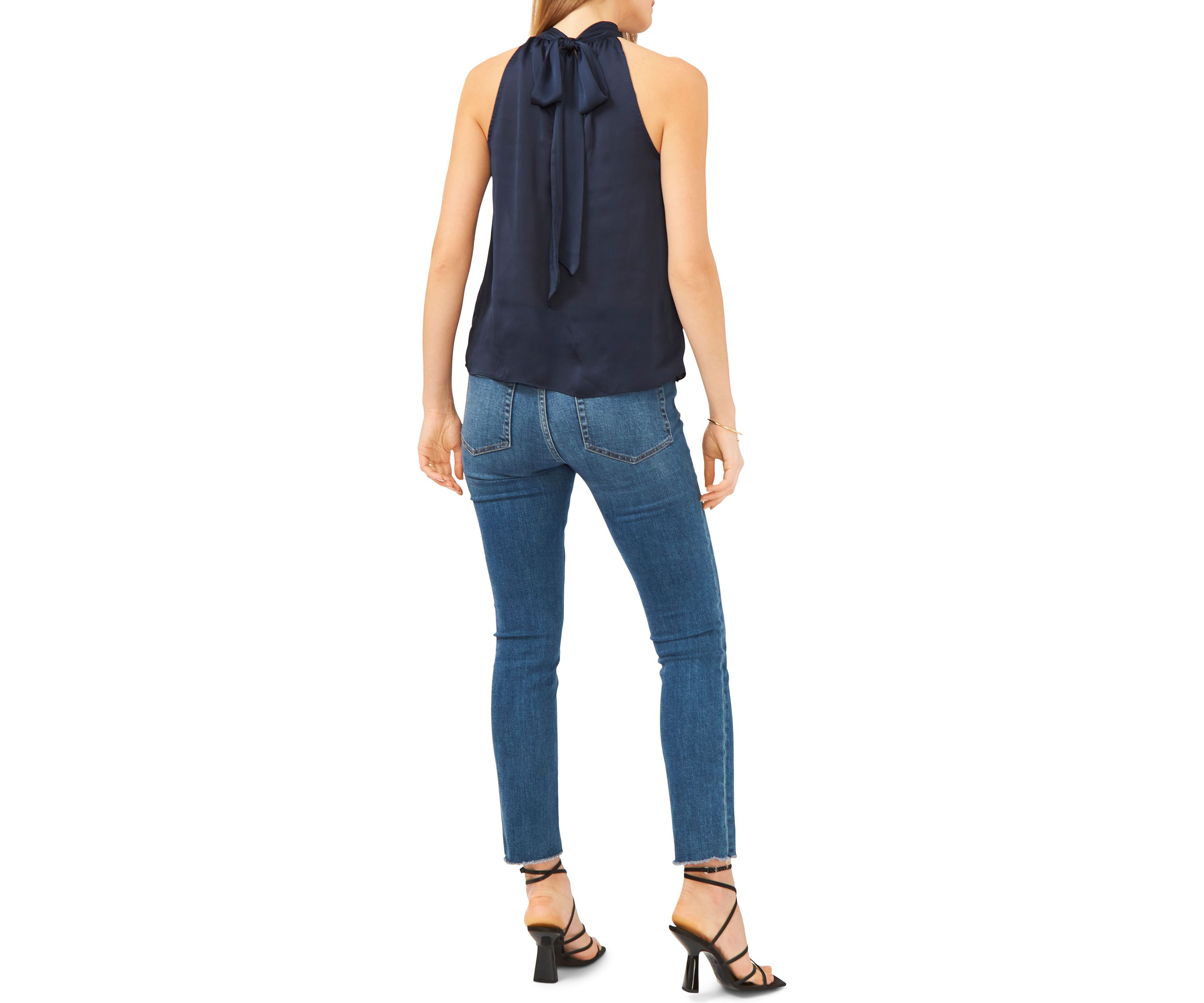 Womens Sleeveless Halter Tie Back Top