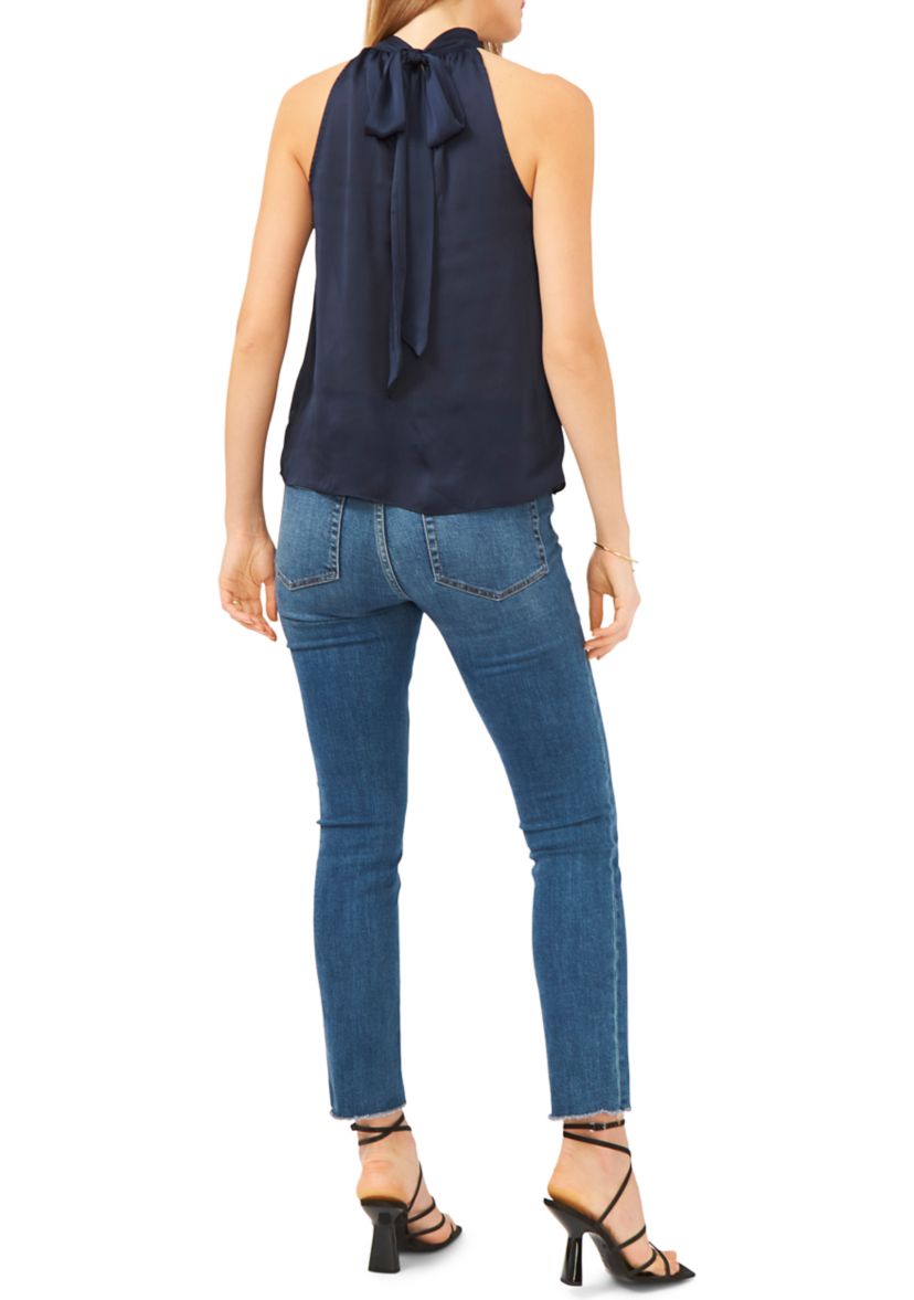 Womens Sleeveless Halter Tie Back Top