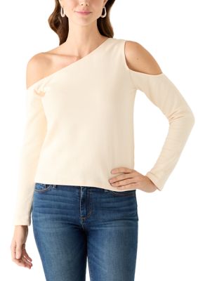 1.State Women's Asymmetrical One Shoulder Long Sleeve Top