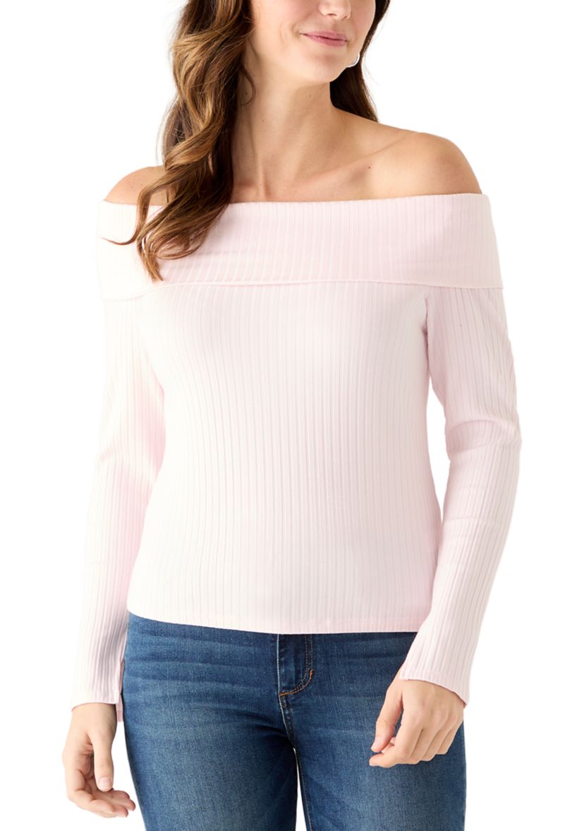   Womens Long Sleeve Off the Shoulder Top 