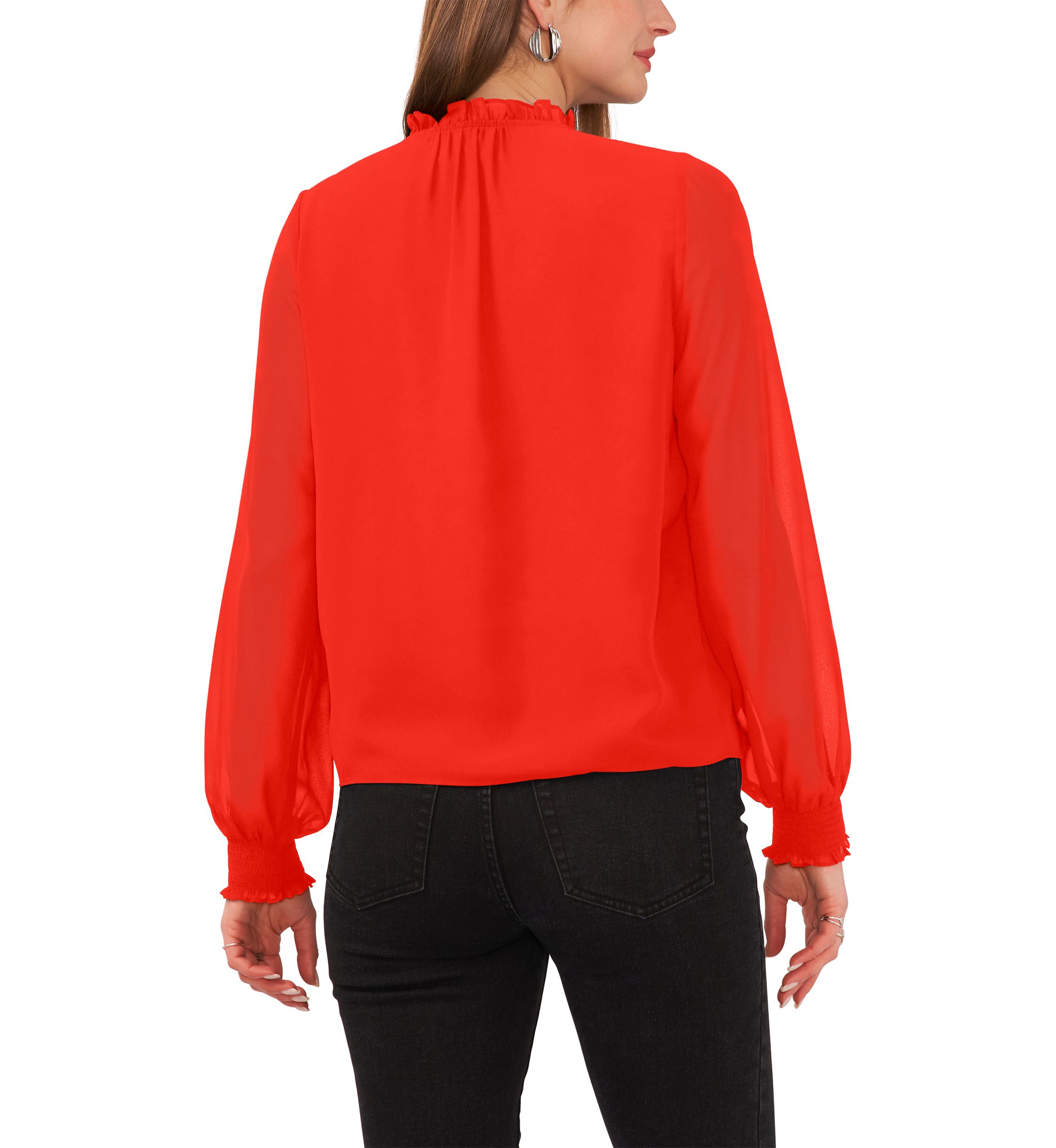 Womens Pleated Yoke Split Neck Top 