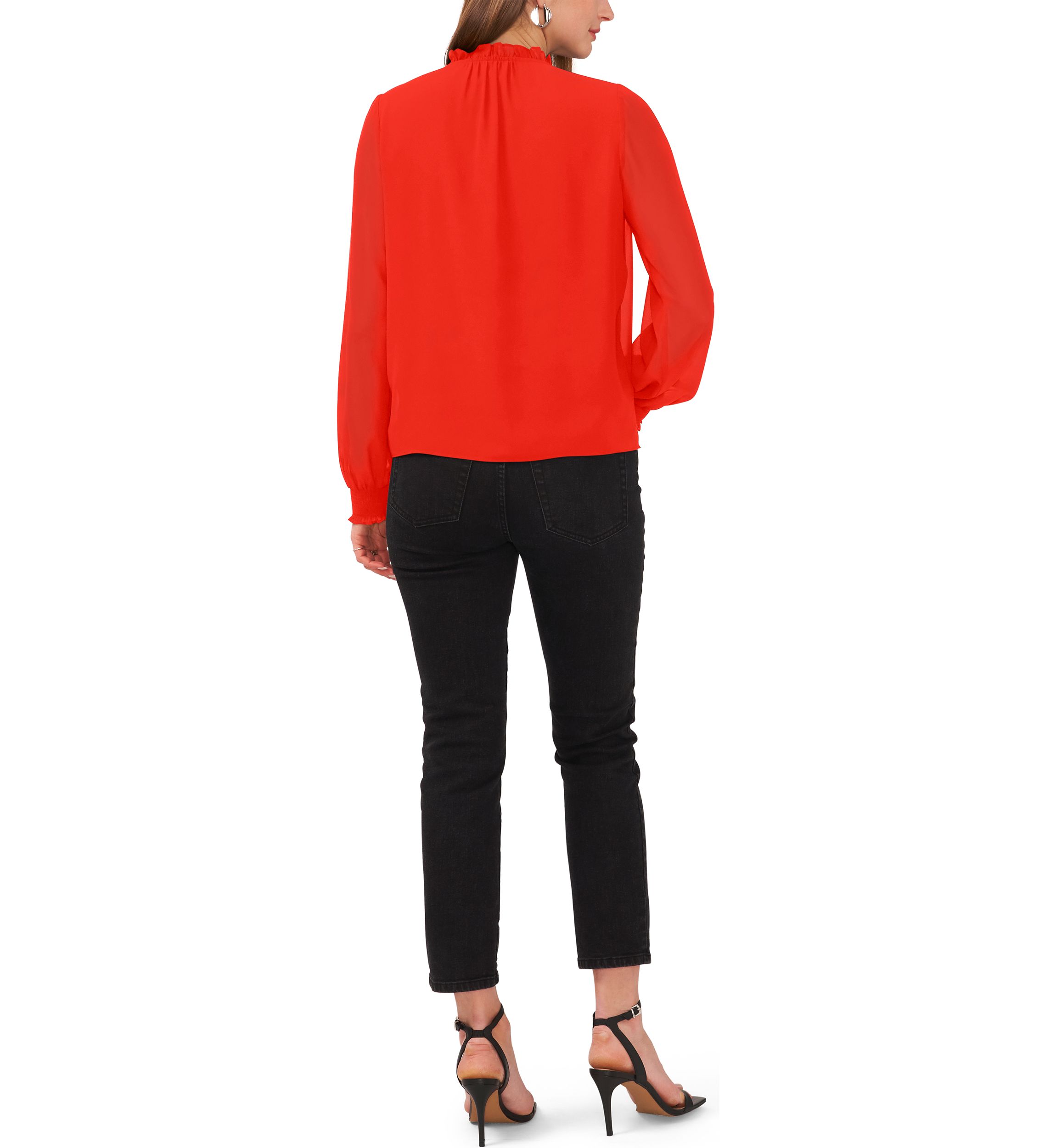 Womens Pleated Yoke Split Neck Top 