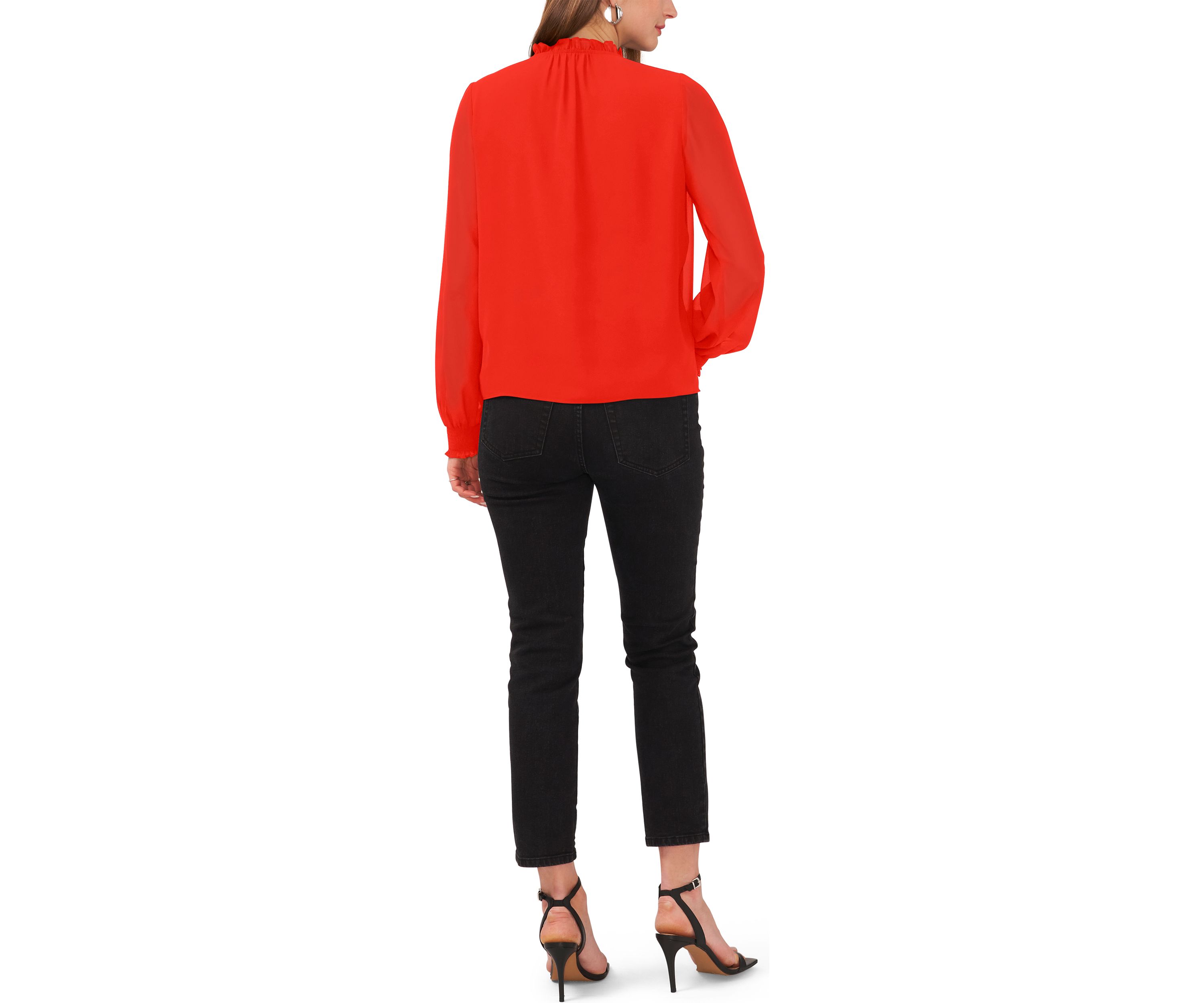 Womens Pleated Yoke Split Neck Top 
