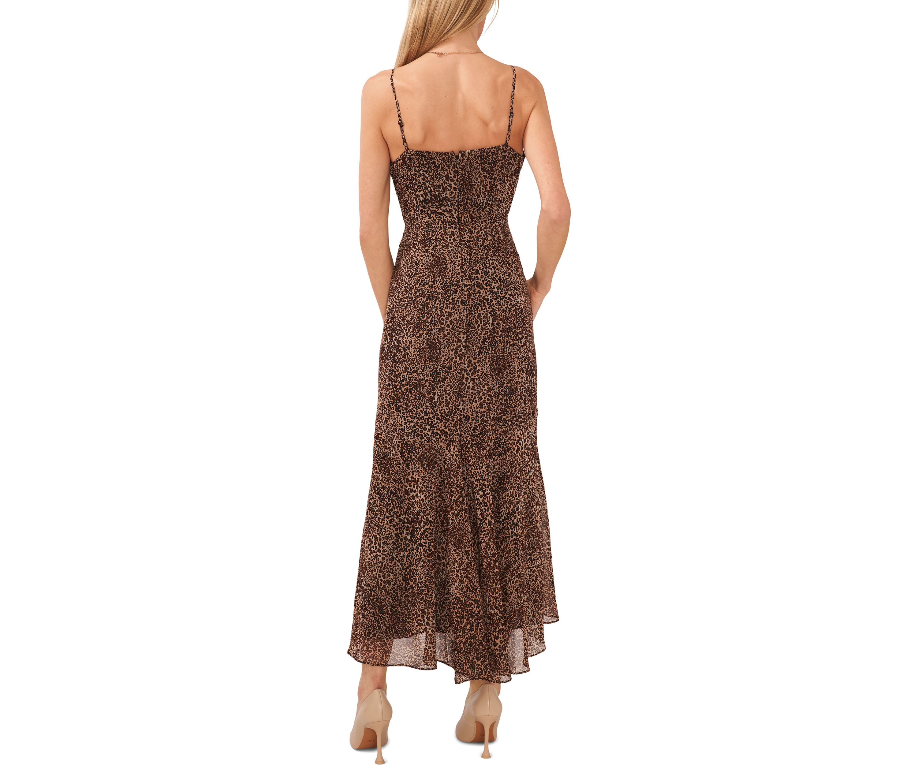 Womens V-Neck Hi-Low Ruffle Maxi Dress