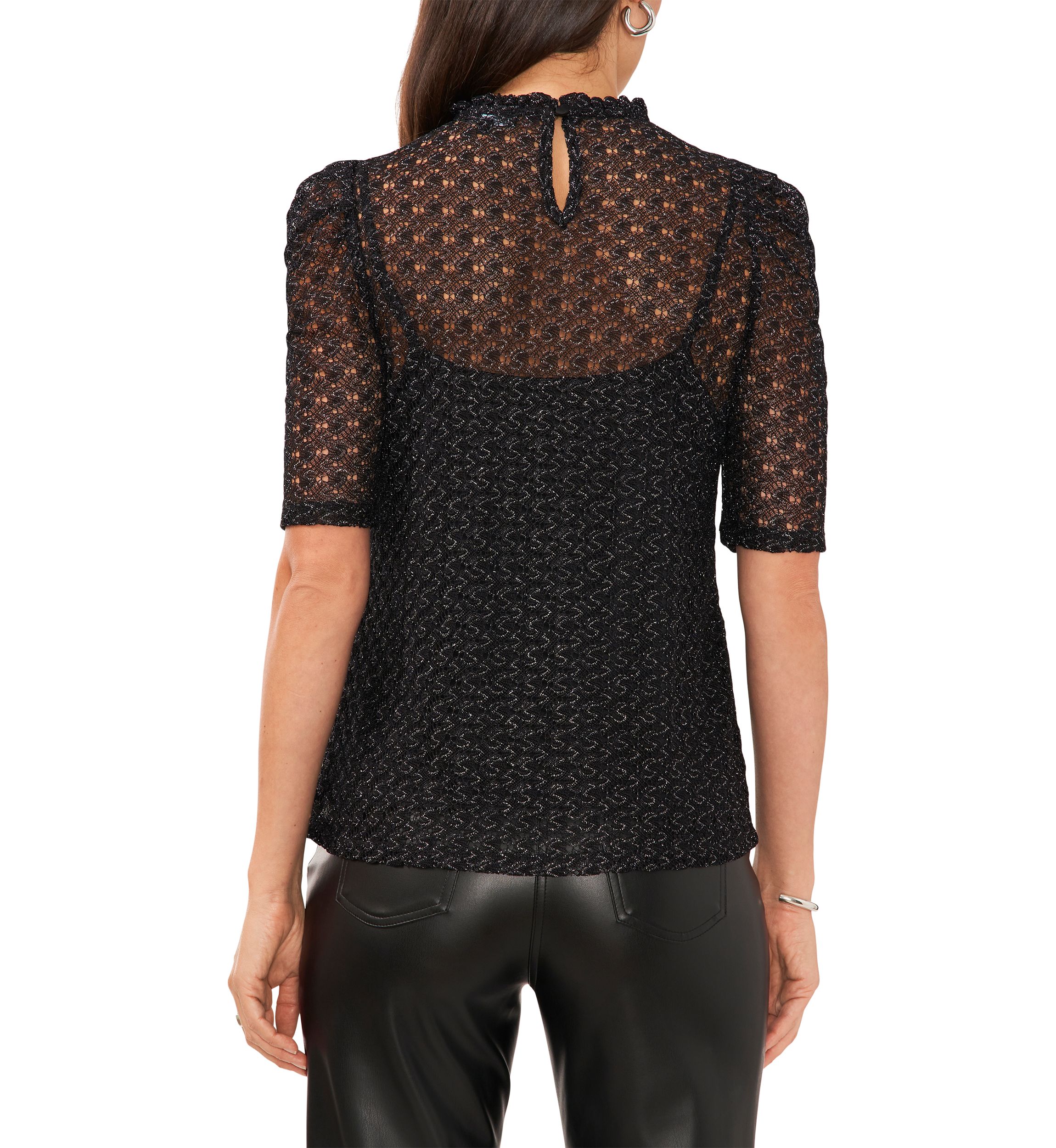 Metallic Crochet Knit Shirt 