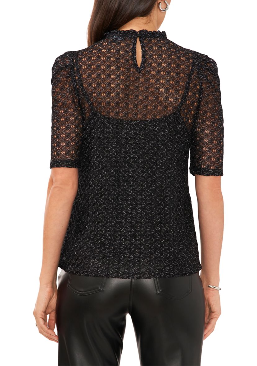 Metallic Crochet Knit Shirt 