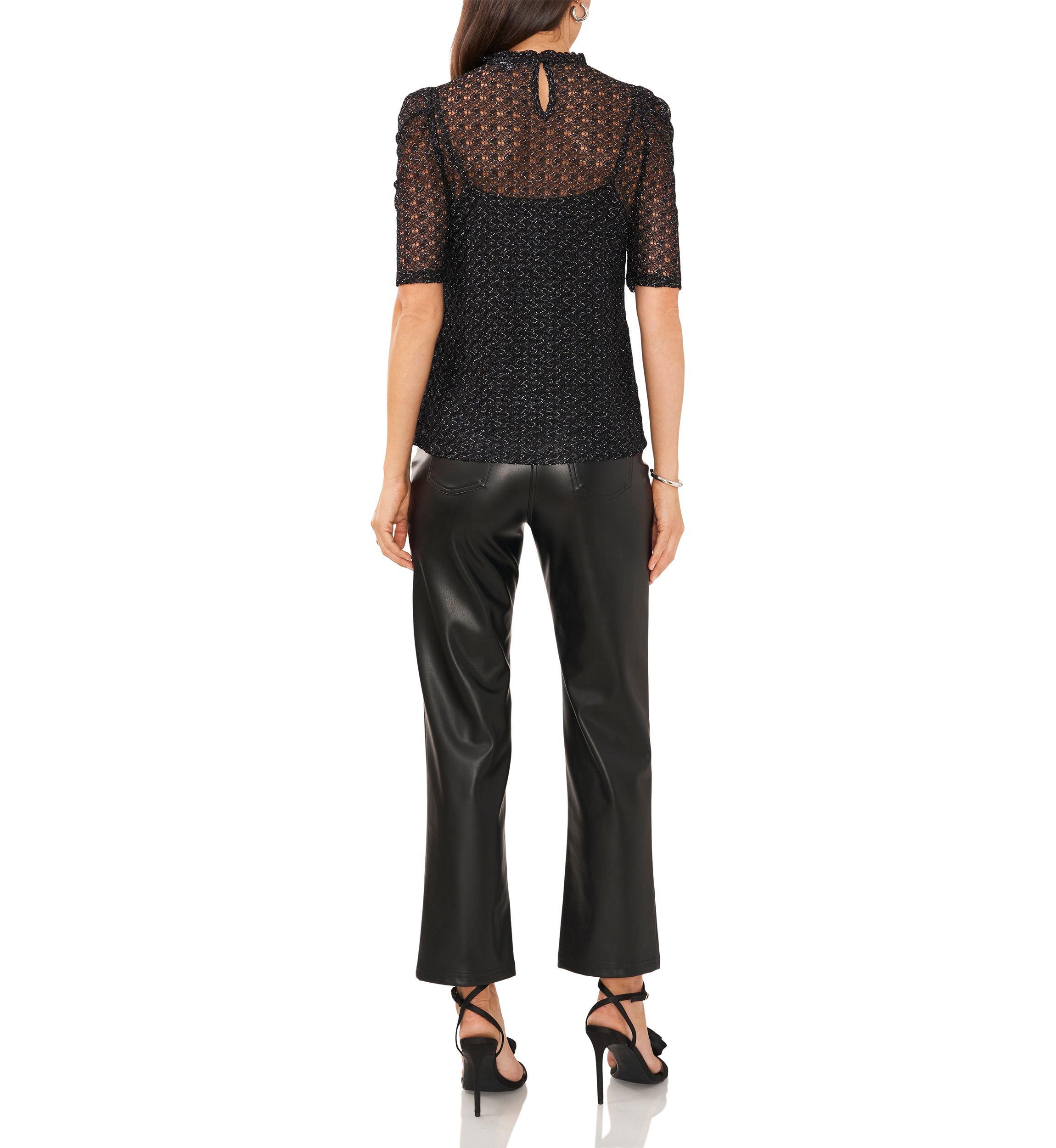 Metallic Crochet Knit Shirt 