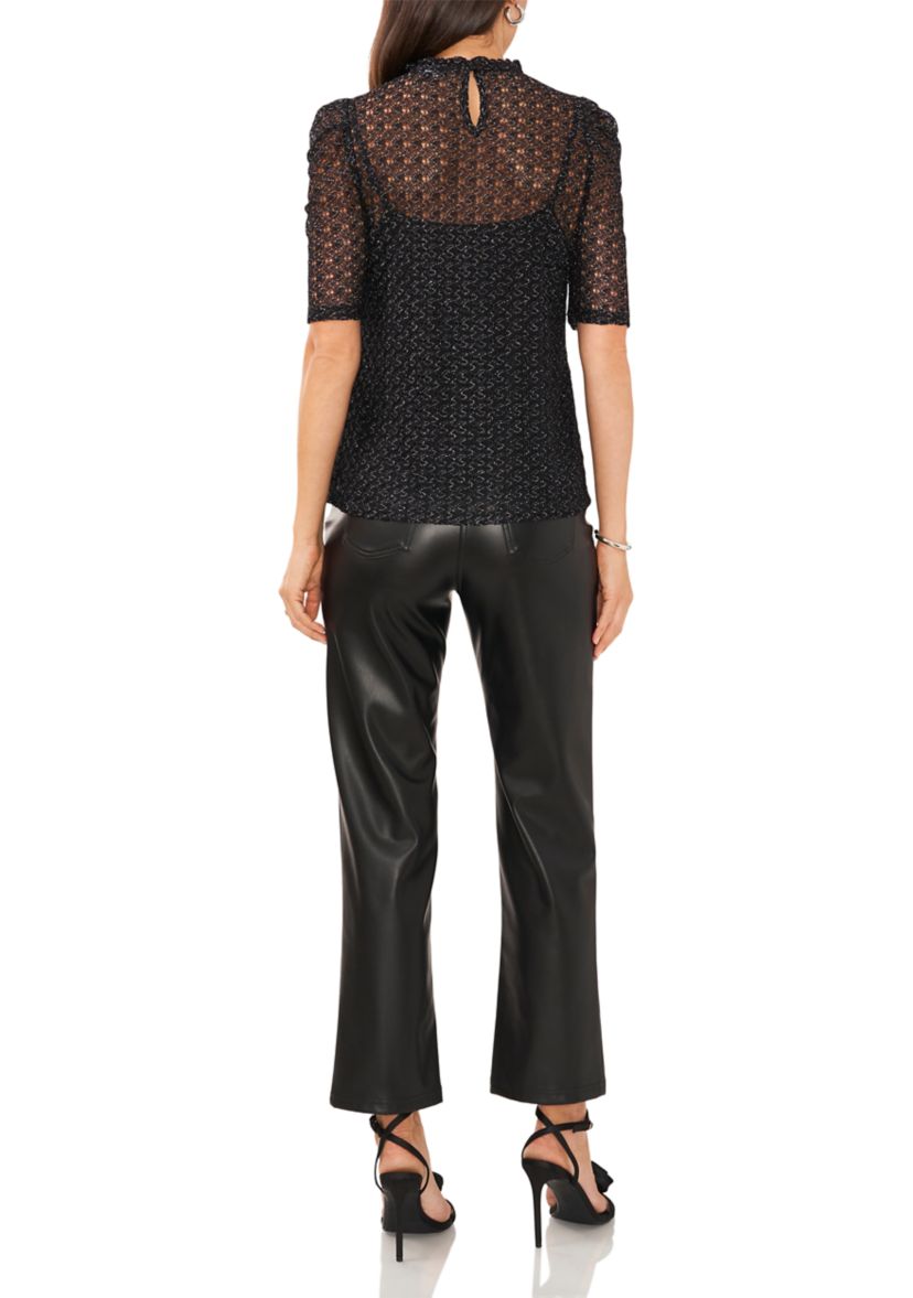 Metallic Crochet Knit Shirt 