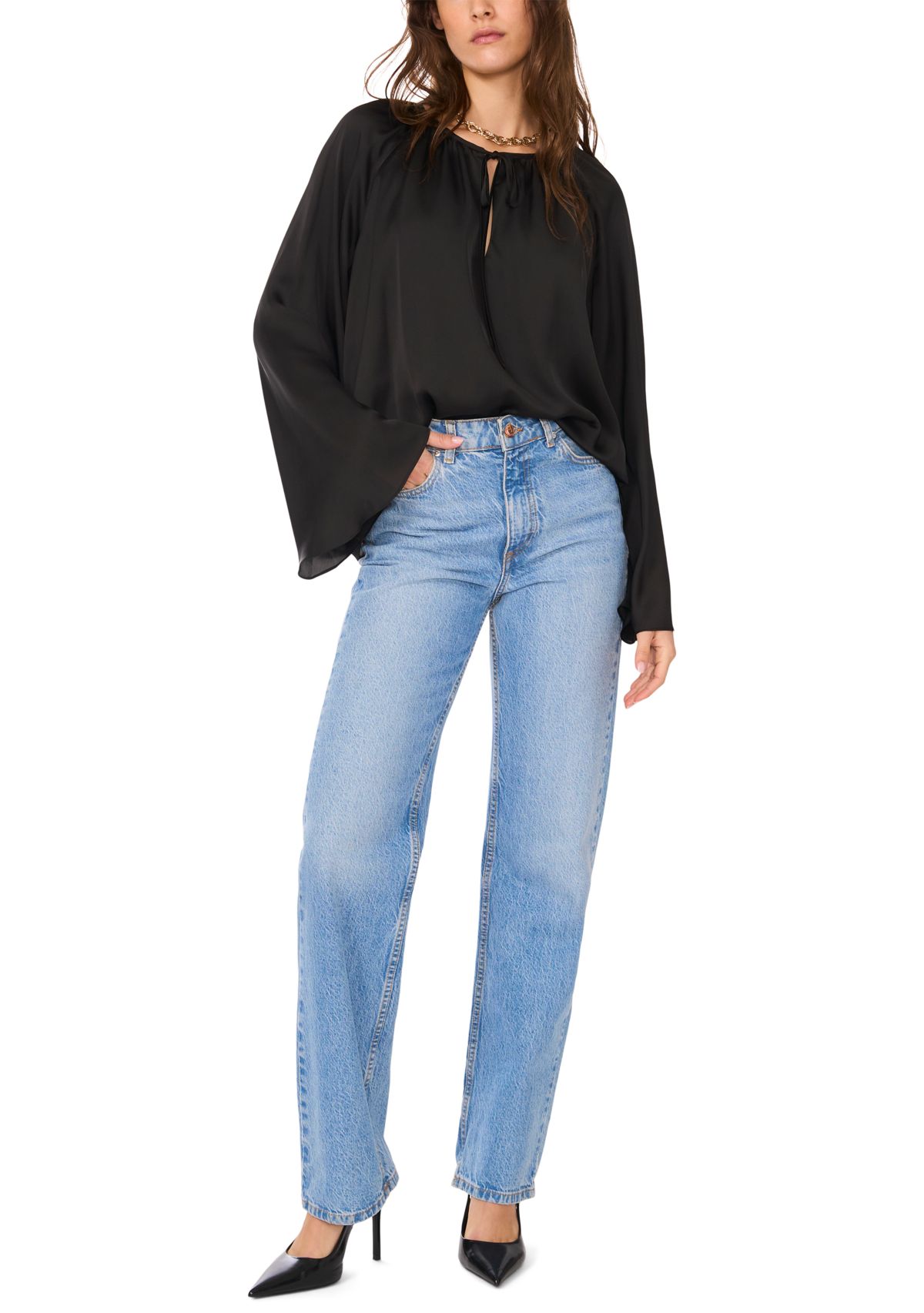 Womens Flutter Sleeve Blouse