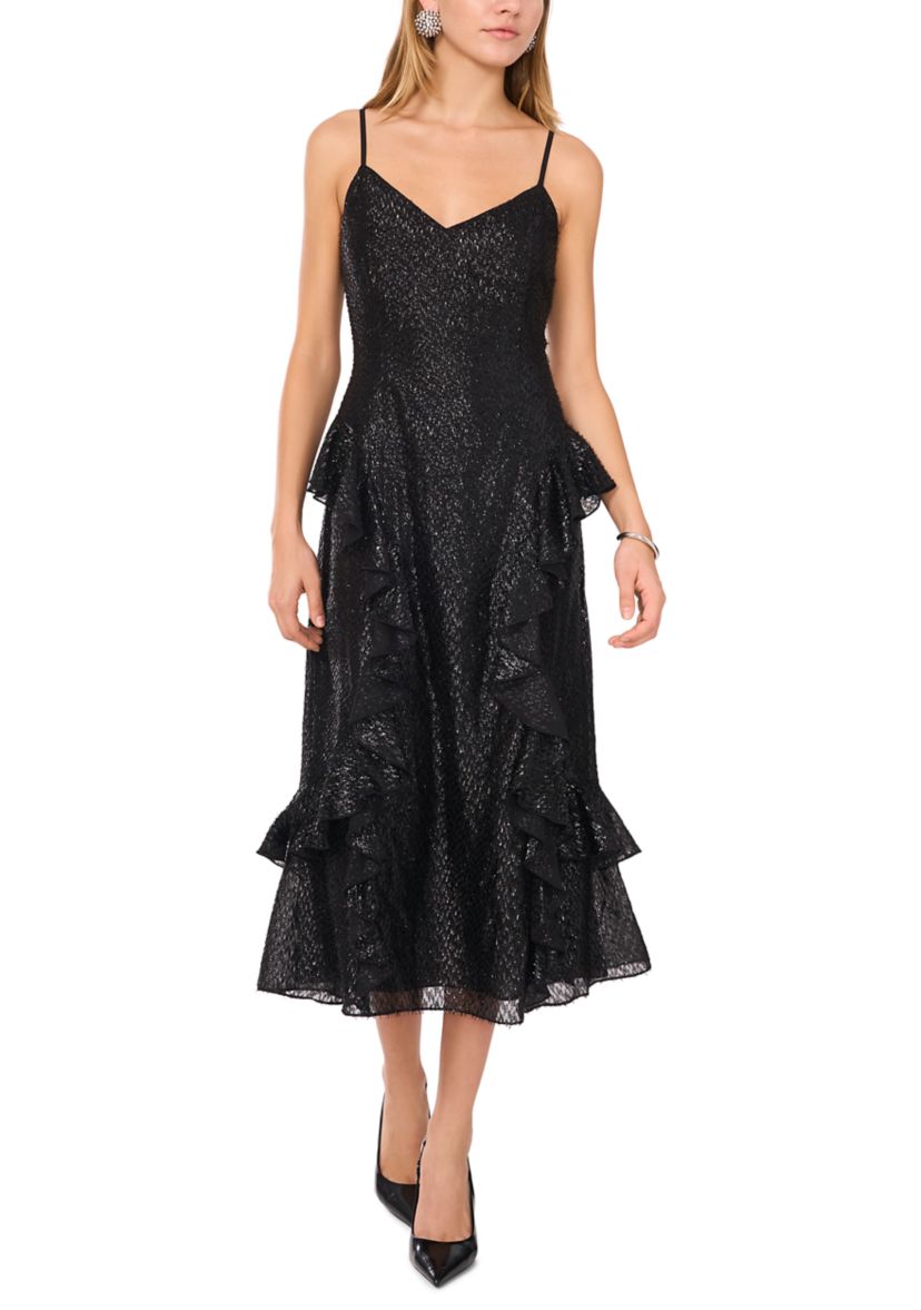 1 state ruffle midi dress 1. STATE Halter Neck Sleeveless Ruffle Midi Dress
