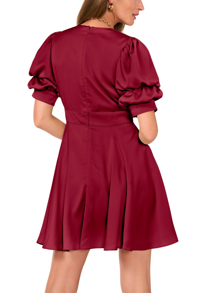 1 state puff sleeve tiered short dress 1.state Women's V-Neck Tiered Bubble Puff Sleeve Mini Dress